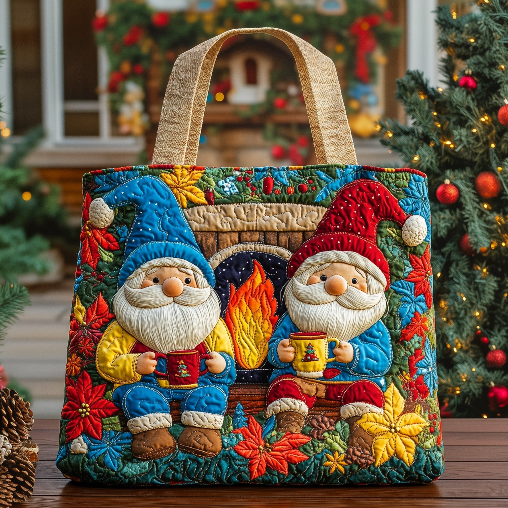Joyful Gnomes Quilted Tote Bag GFTOHD10566