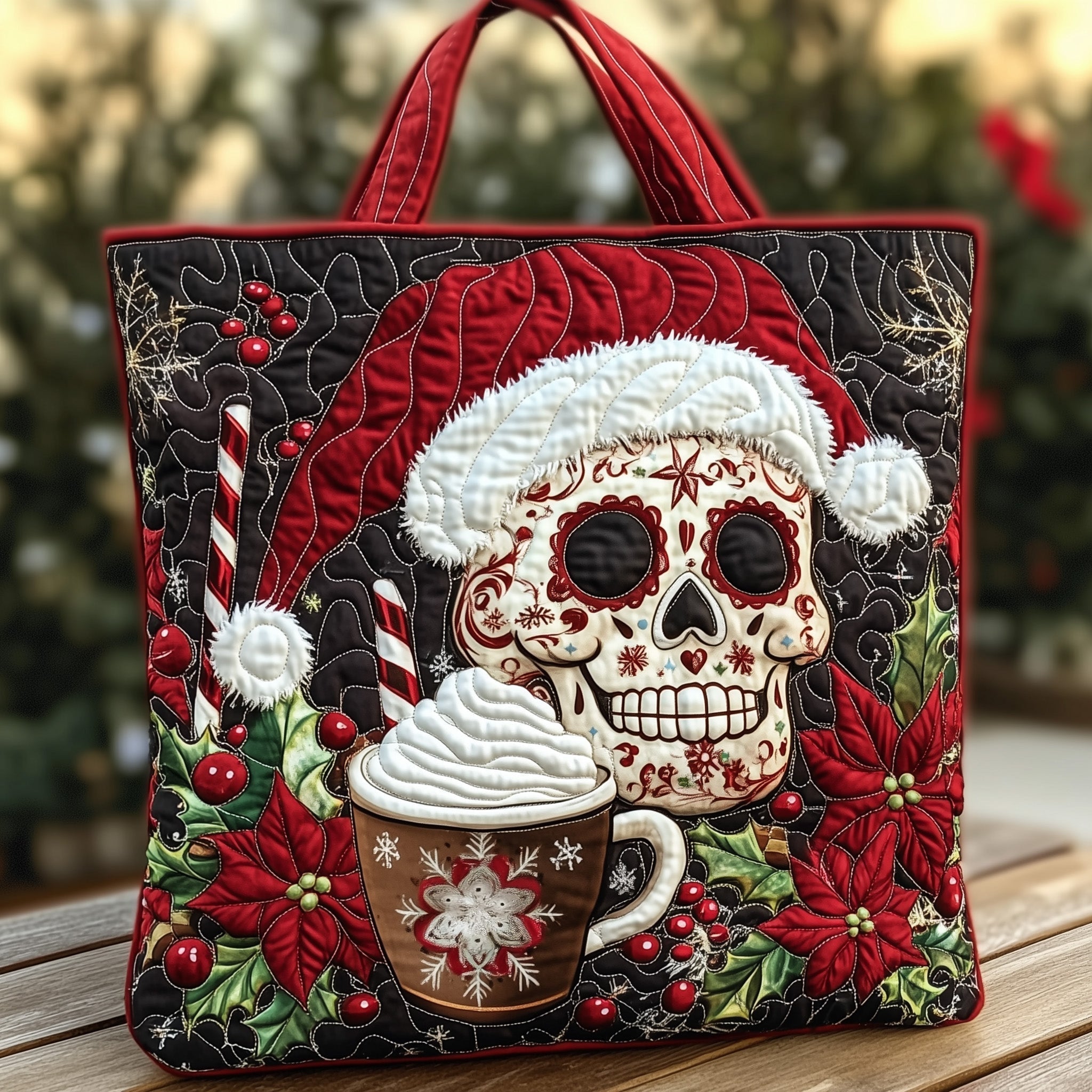 Christmas Sugar Skull Quilted Tote Bag GFTOHD10624