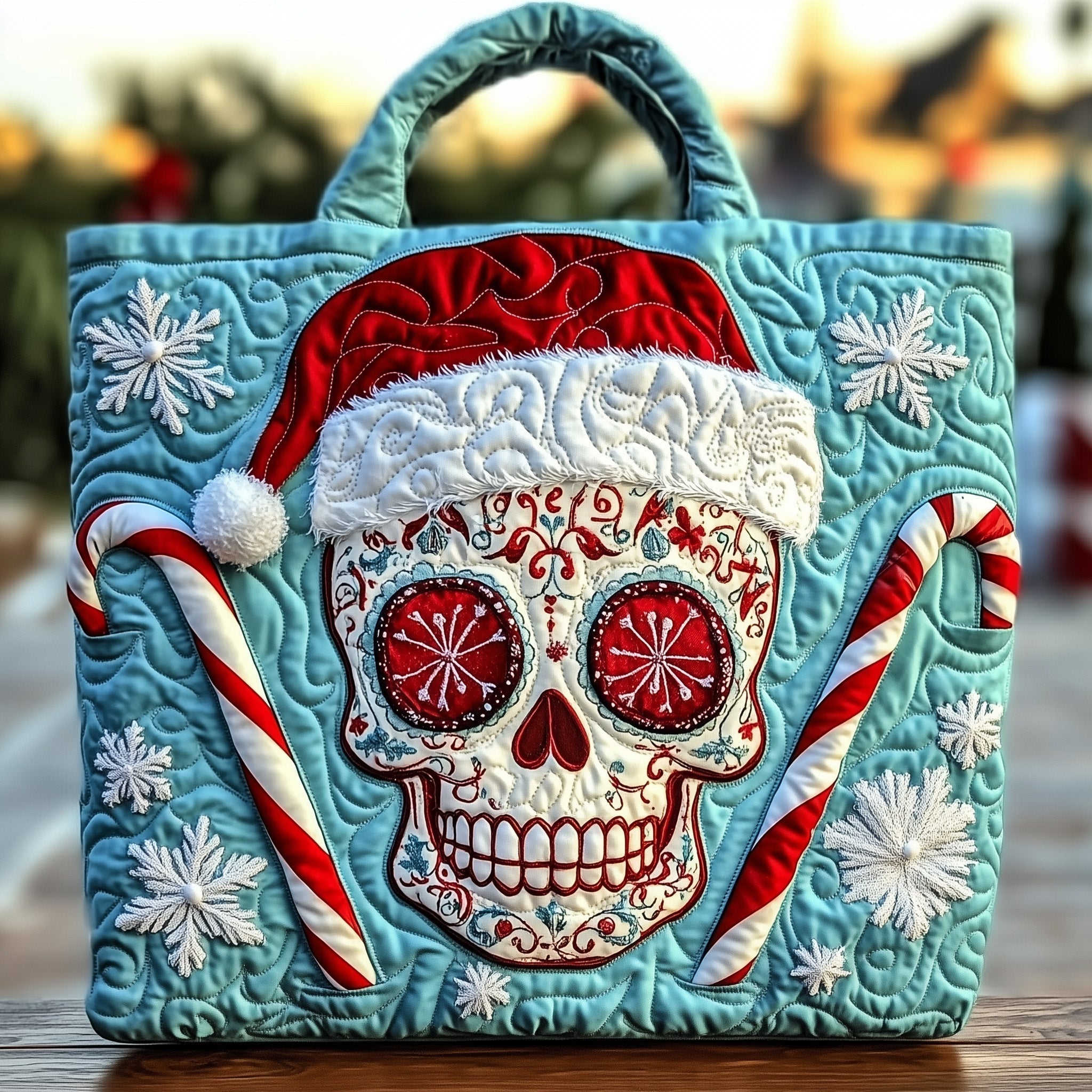 Christmas Sugar Skull Quilted Tote Bag GFTOHD10632