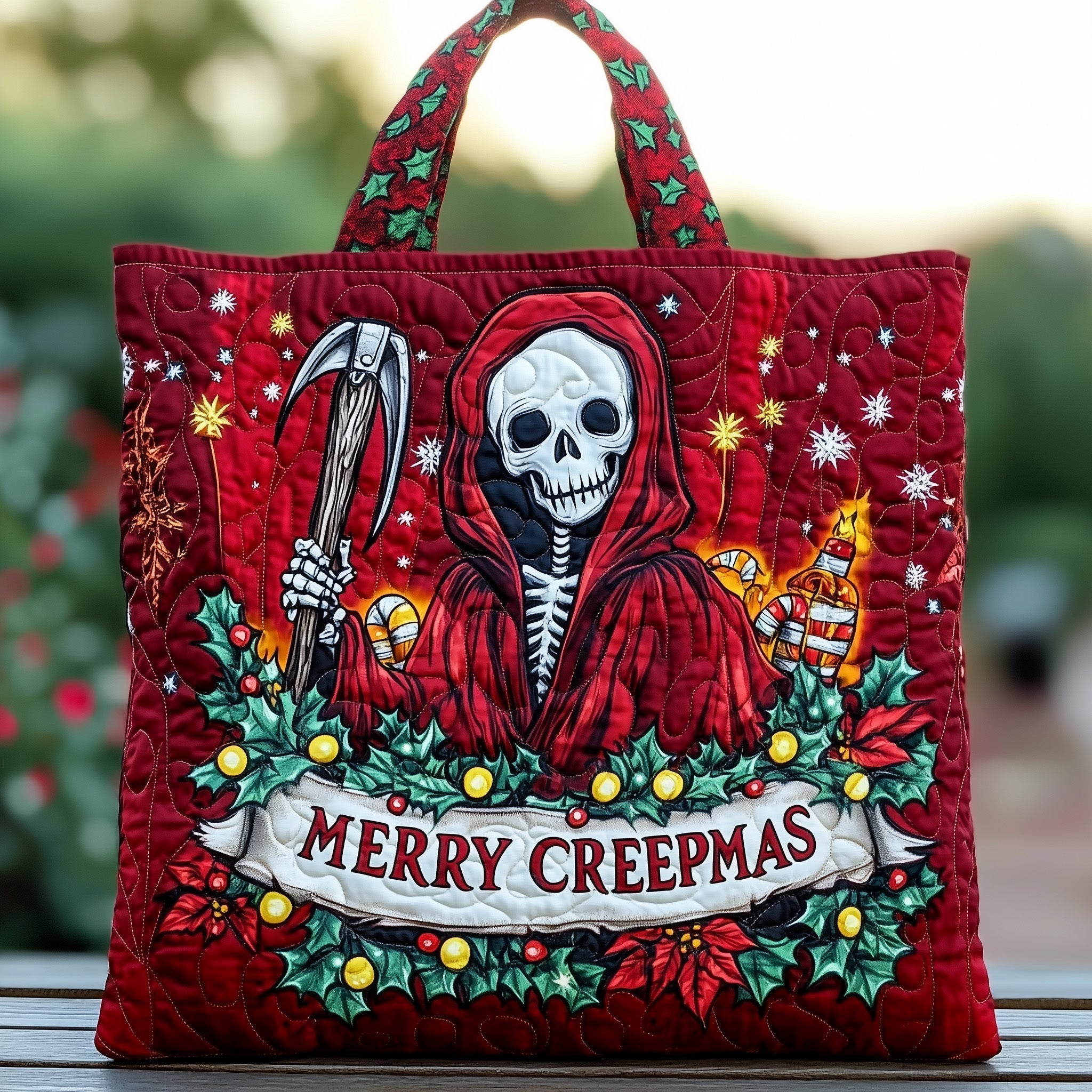 Christmas Sugar Skull Quilted Tote Bag GFTOHD10634