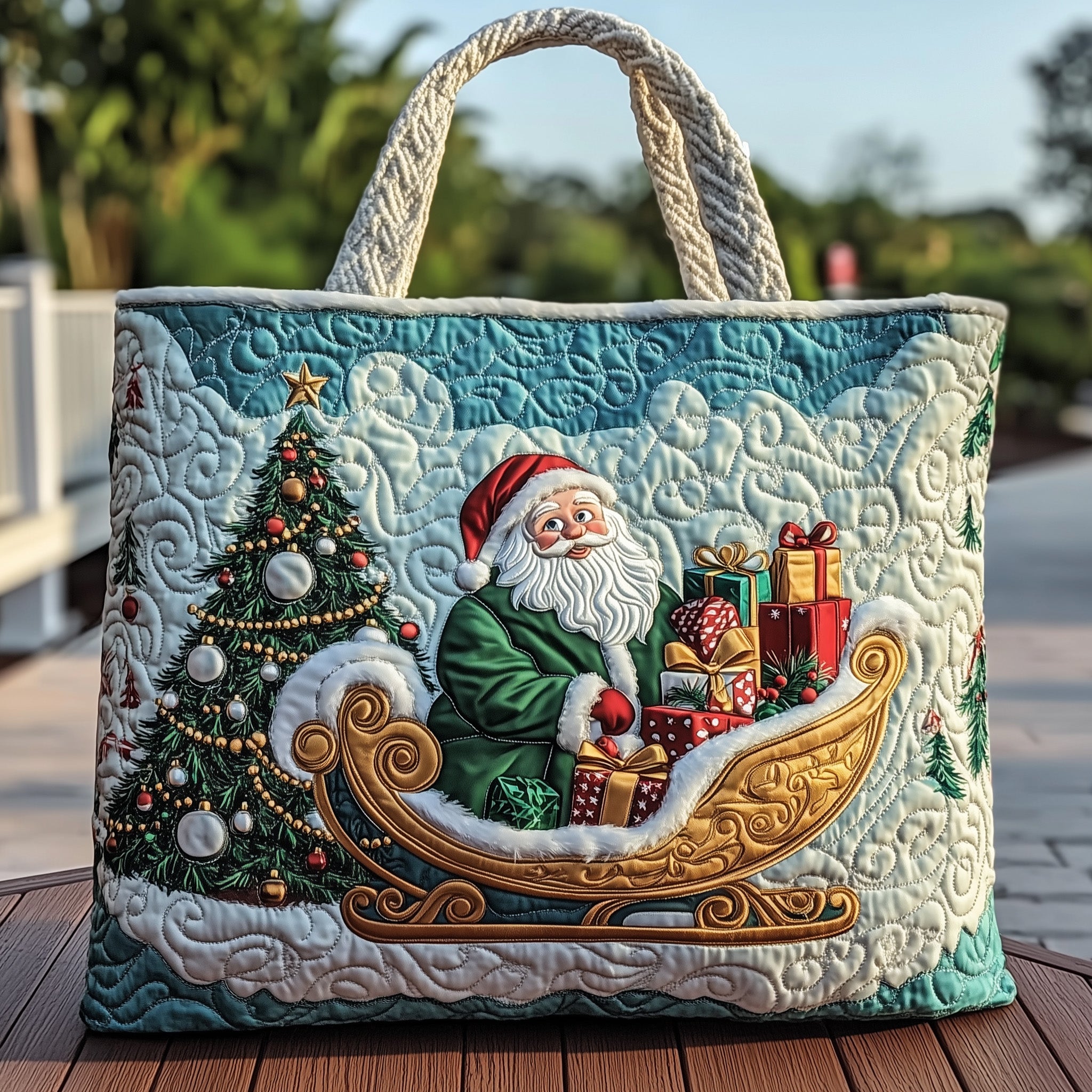 Joyful Santa Quilted Tote Bag GFTOHD10670