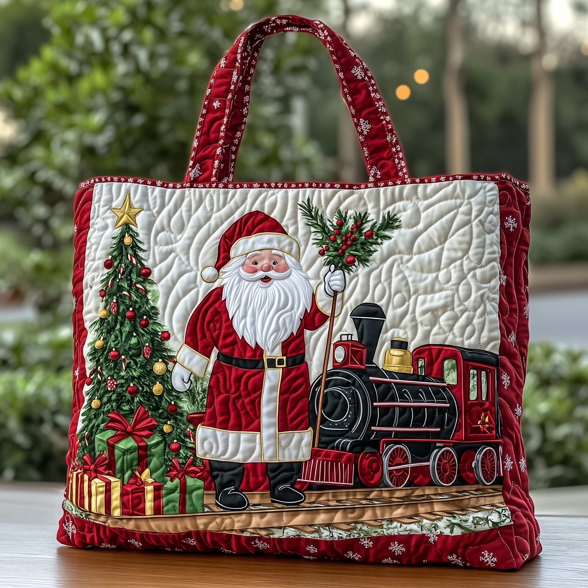 Joyful Santa Quilted Tote Bag GFTOHD10671