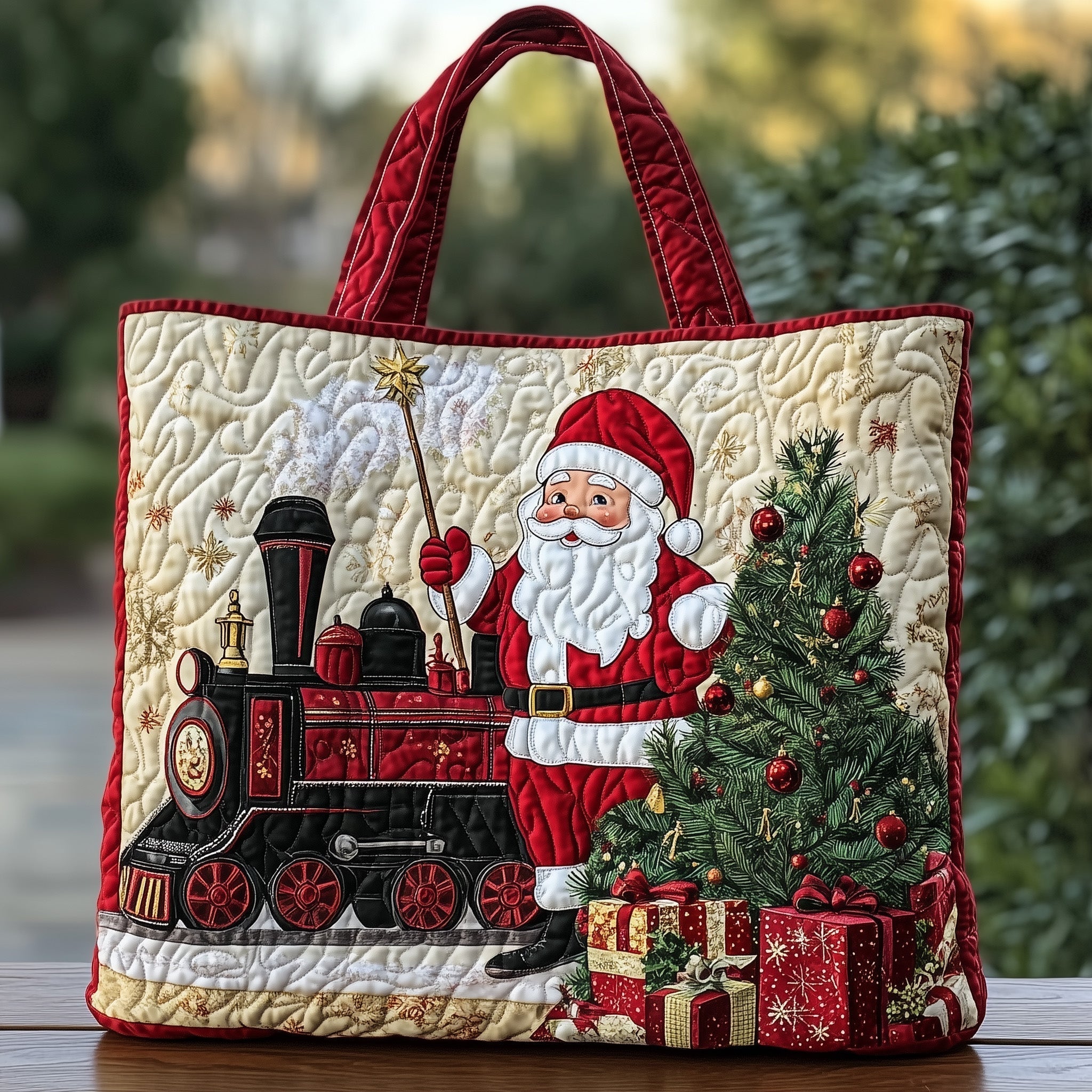 Joyful Santa Quilted Tote Bag GFTOHD10672