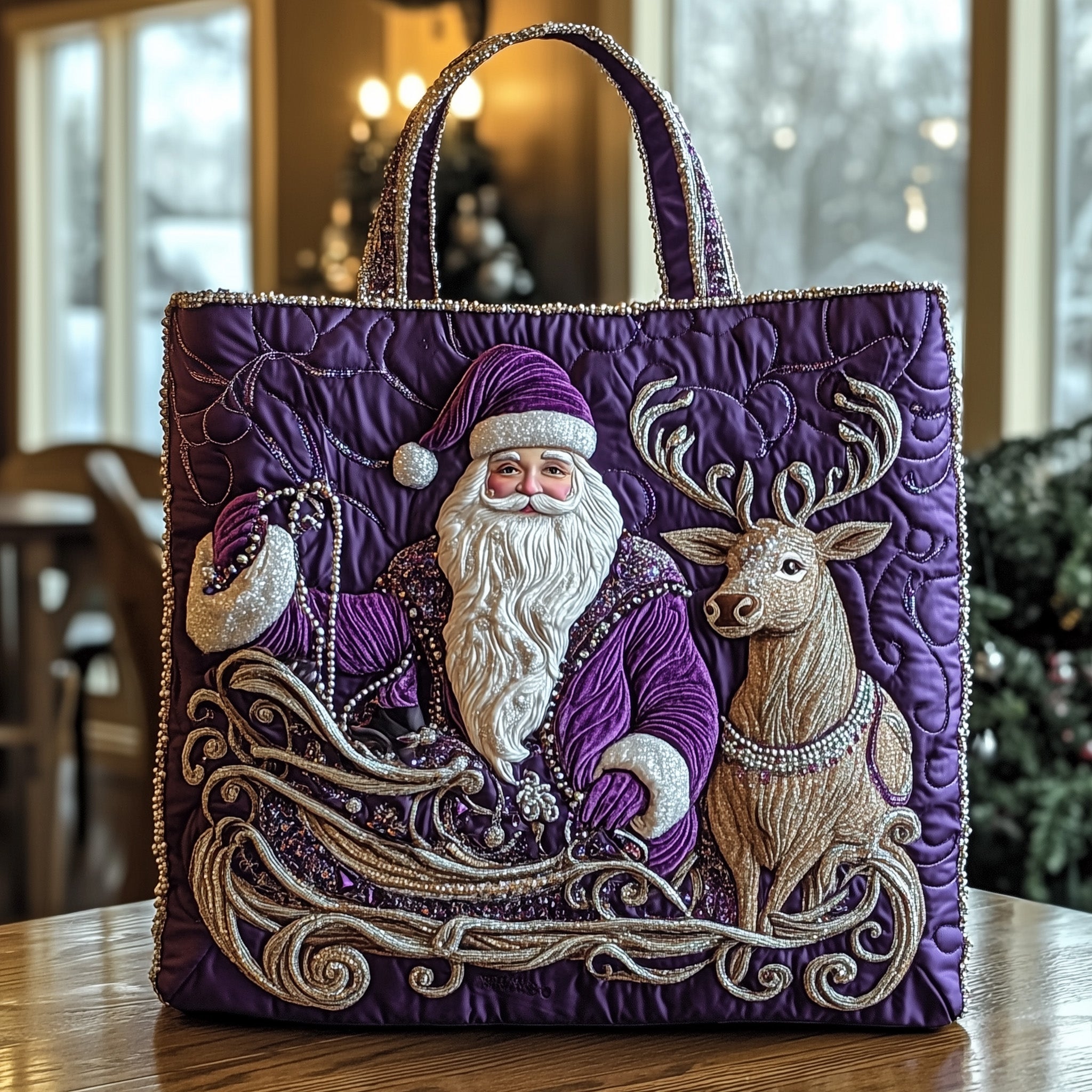 Elegant Santa Quilted Tote Bag GFTOHD10674