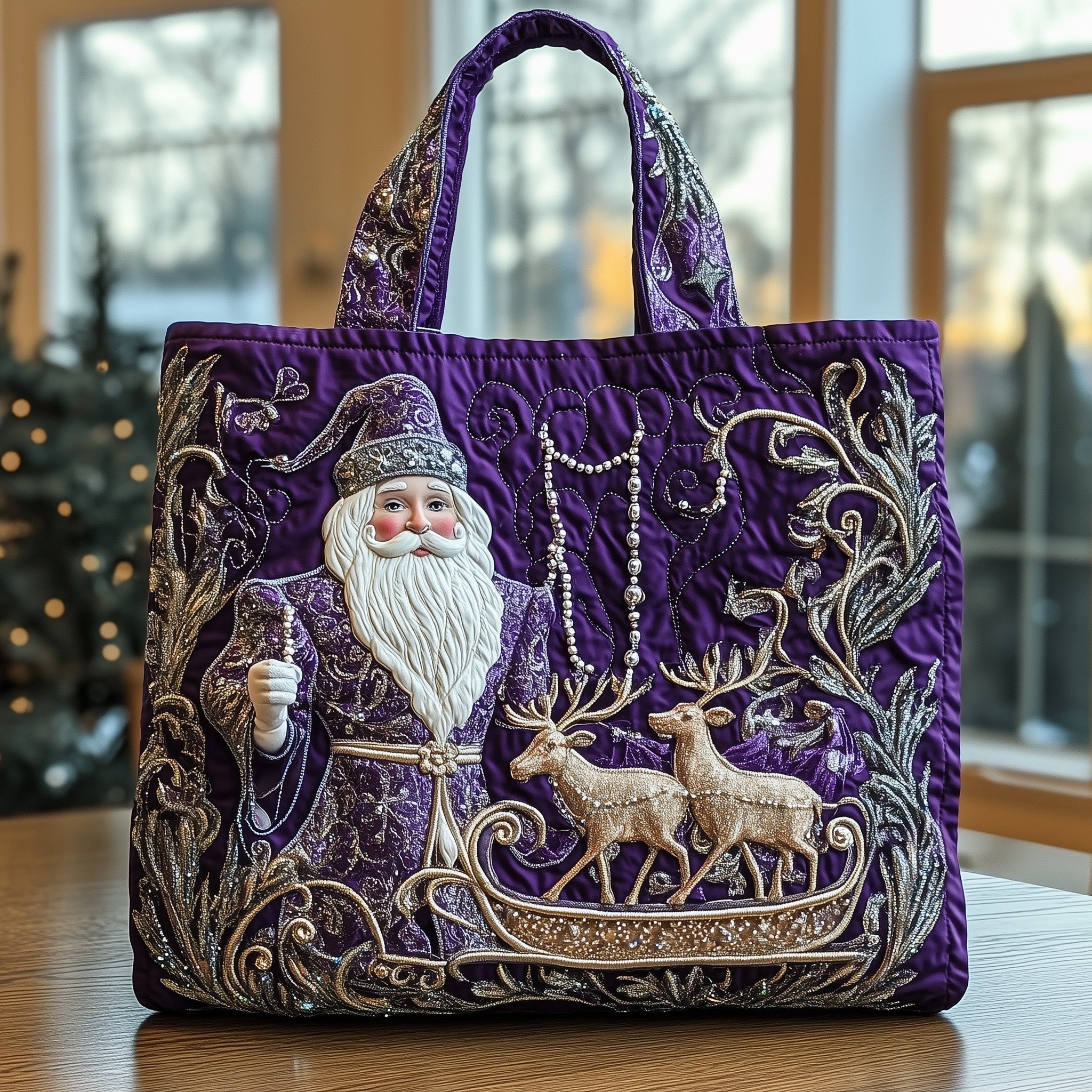 Elegant Santa Quilted Tote Bag GFTOHD10675