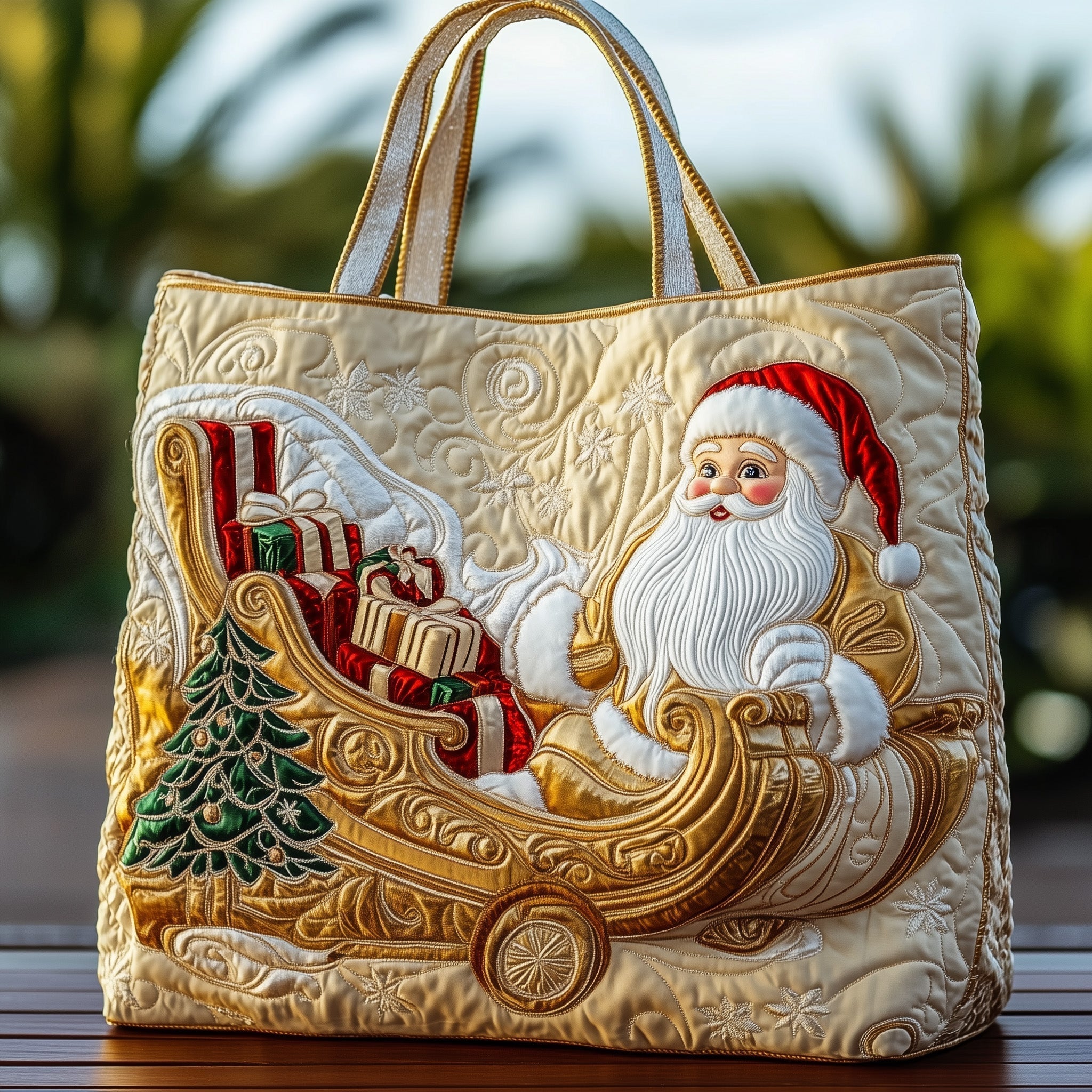 Festive Santa Quilted Tote Bag GFTOHD10676