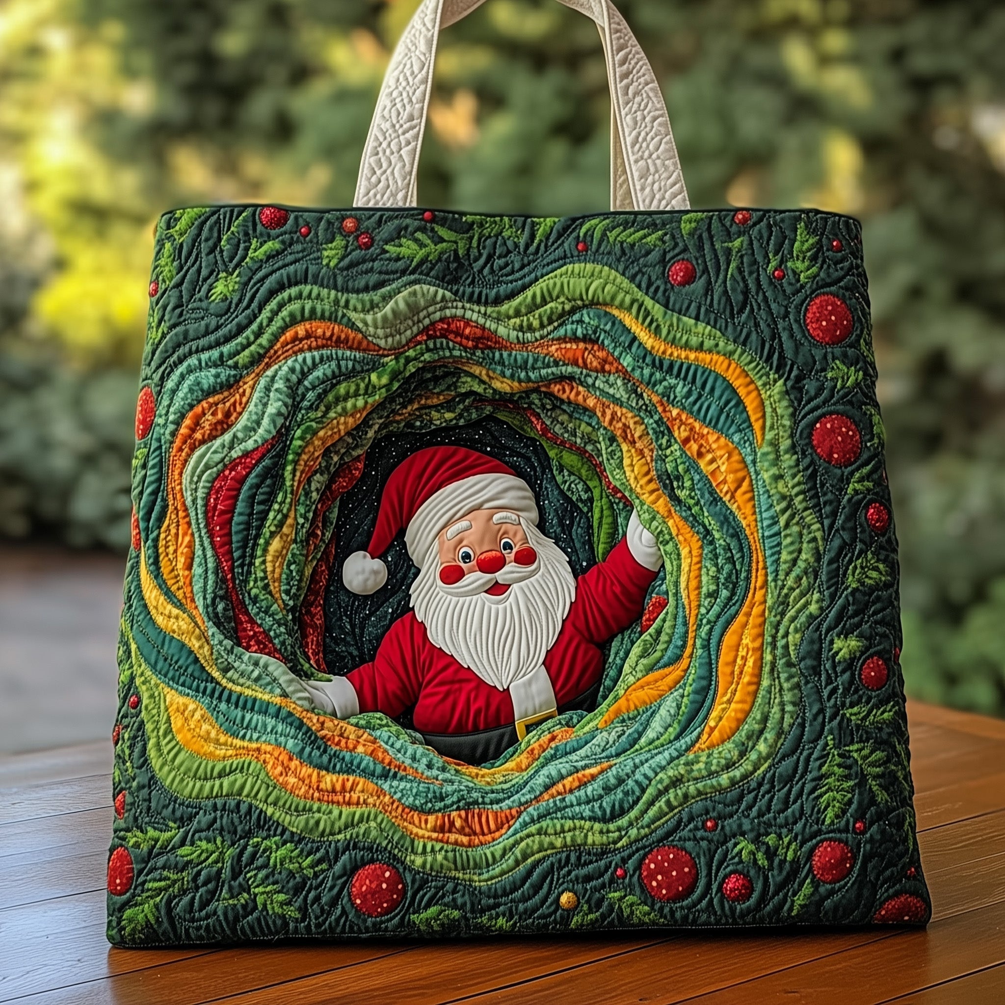 Santa Holiday Magic Quilted Tote Bag GFTOHD10782