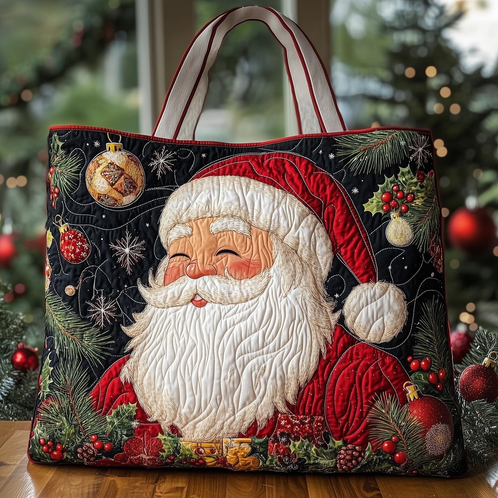 Santa Holiday Cheer Quilted Tote Bag GFTOHD10784