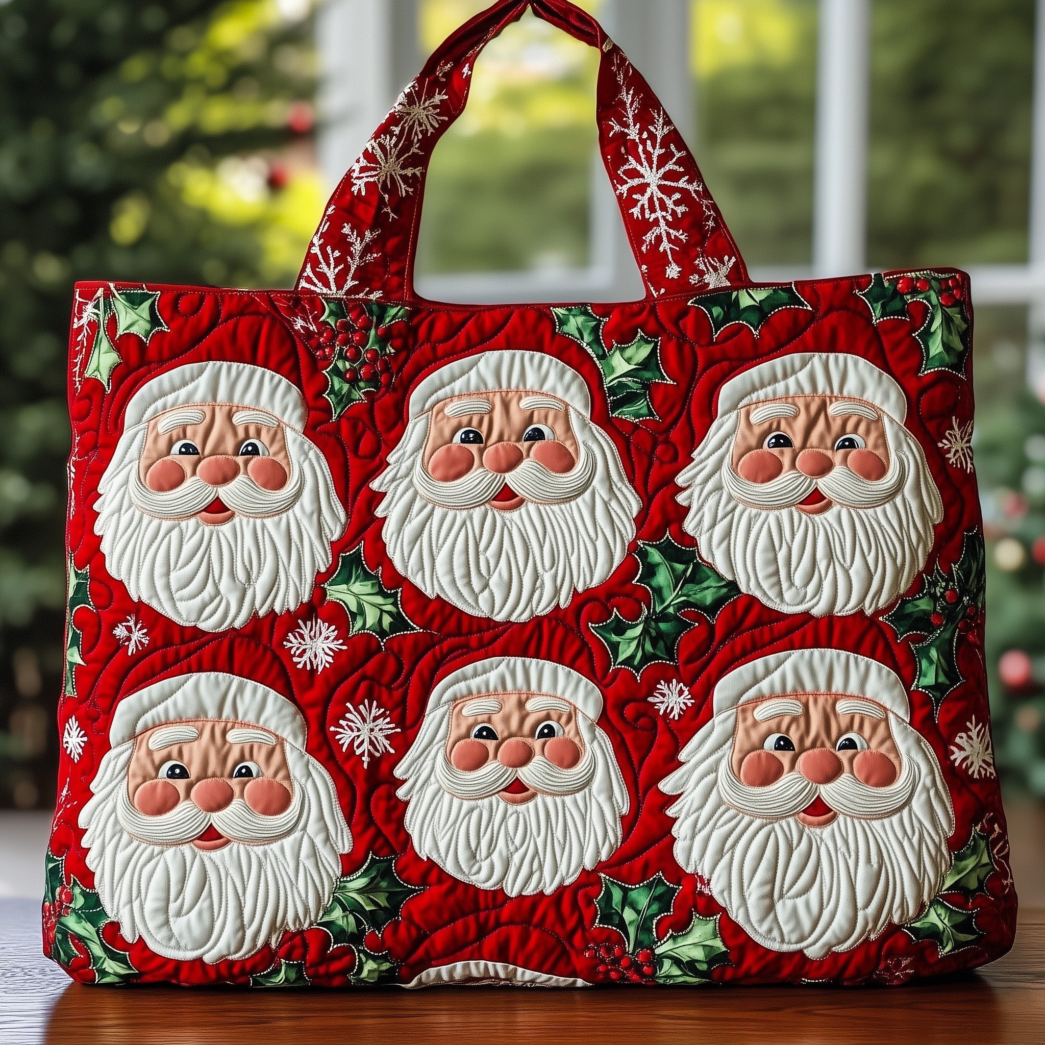 Joyful Santa Moment Quilted Tote Bag GFTOHD10786