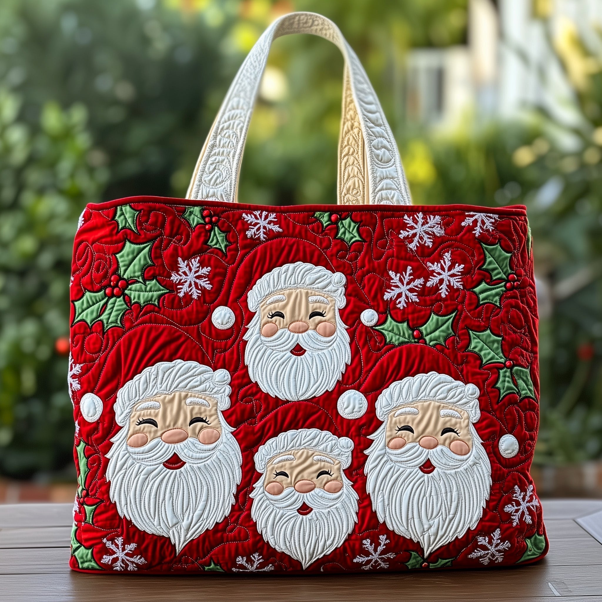 Joyful Santa Moment Quilted Tote Bag GFTOHD10787