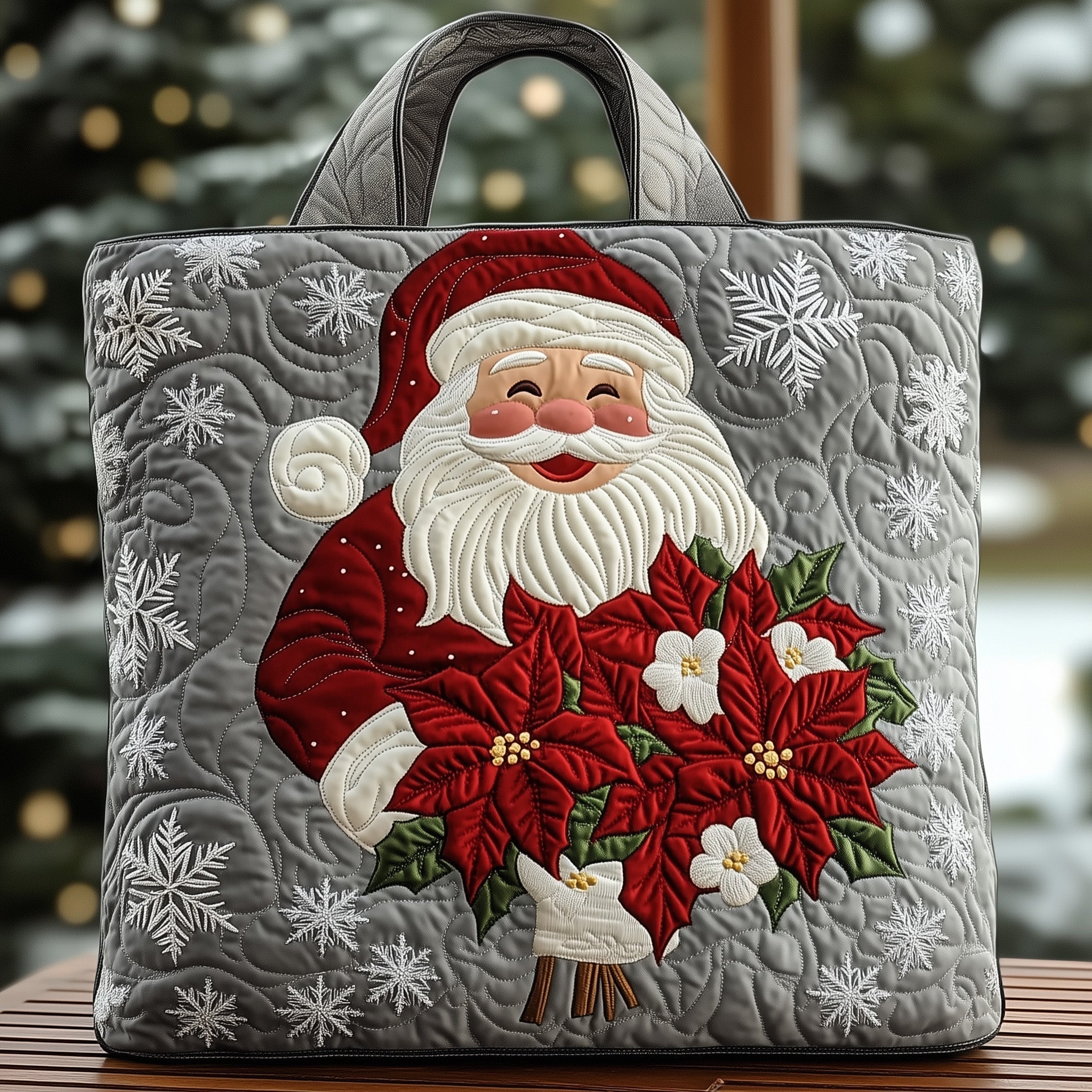Festive Santa Claus Quilted Tote Bag GFTOHD10788