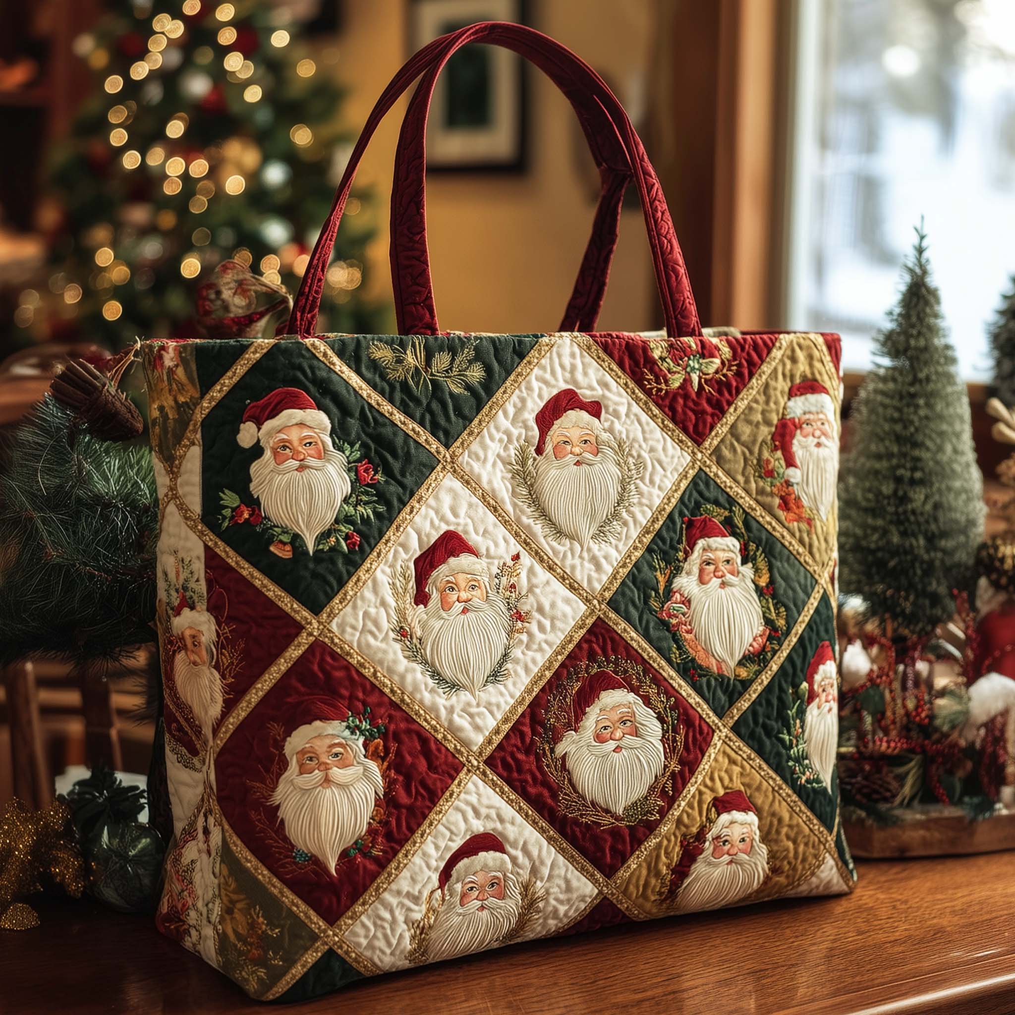 Christmas Patchwork Quilted Tote Bag GFTOHD12468
