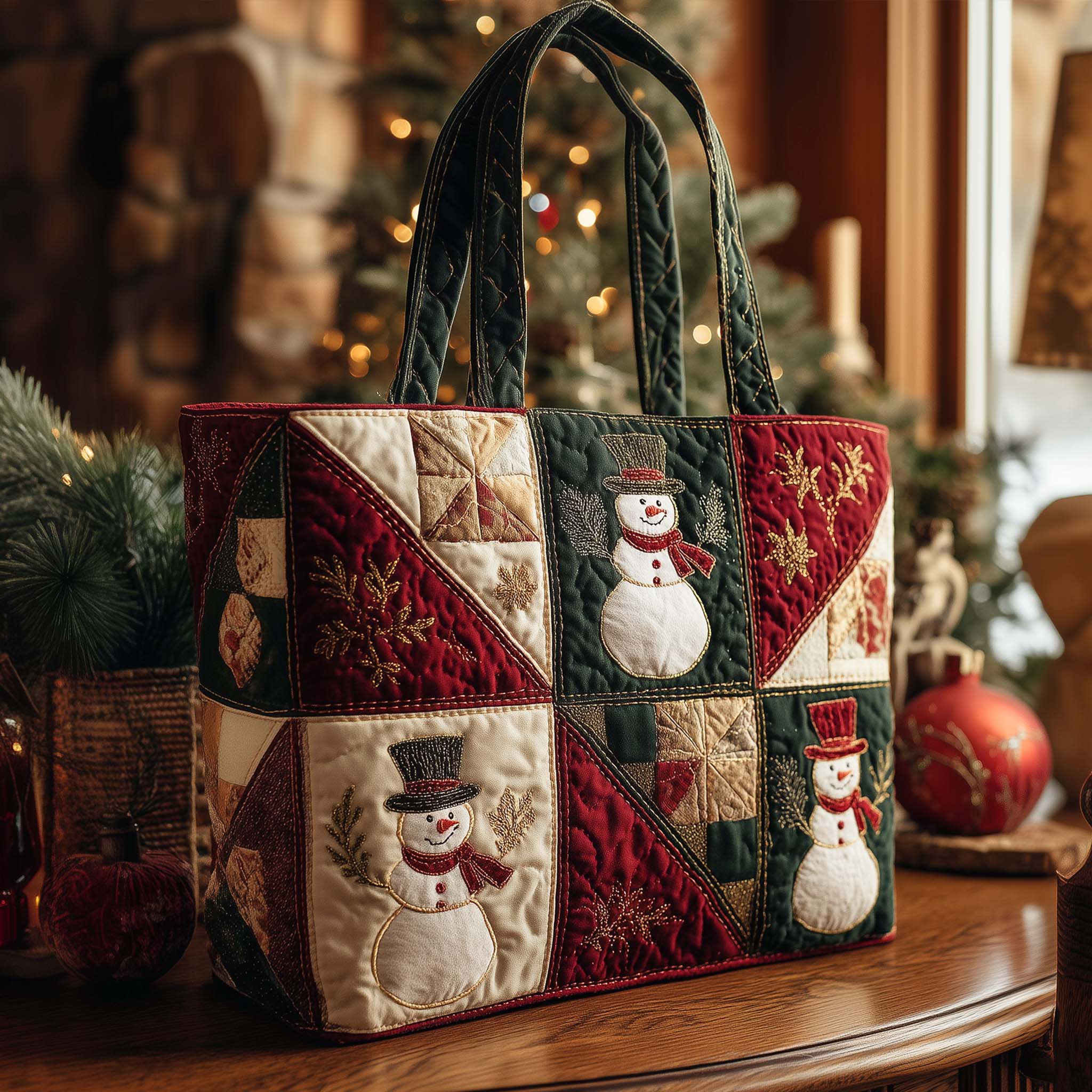 Christmas Patchwork Quilted Tote Bag GFTOHD12469