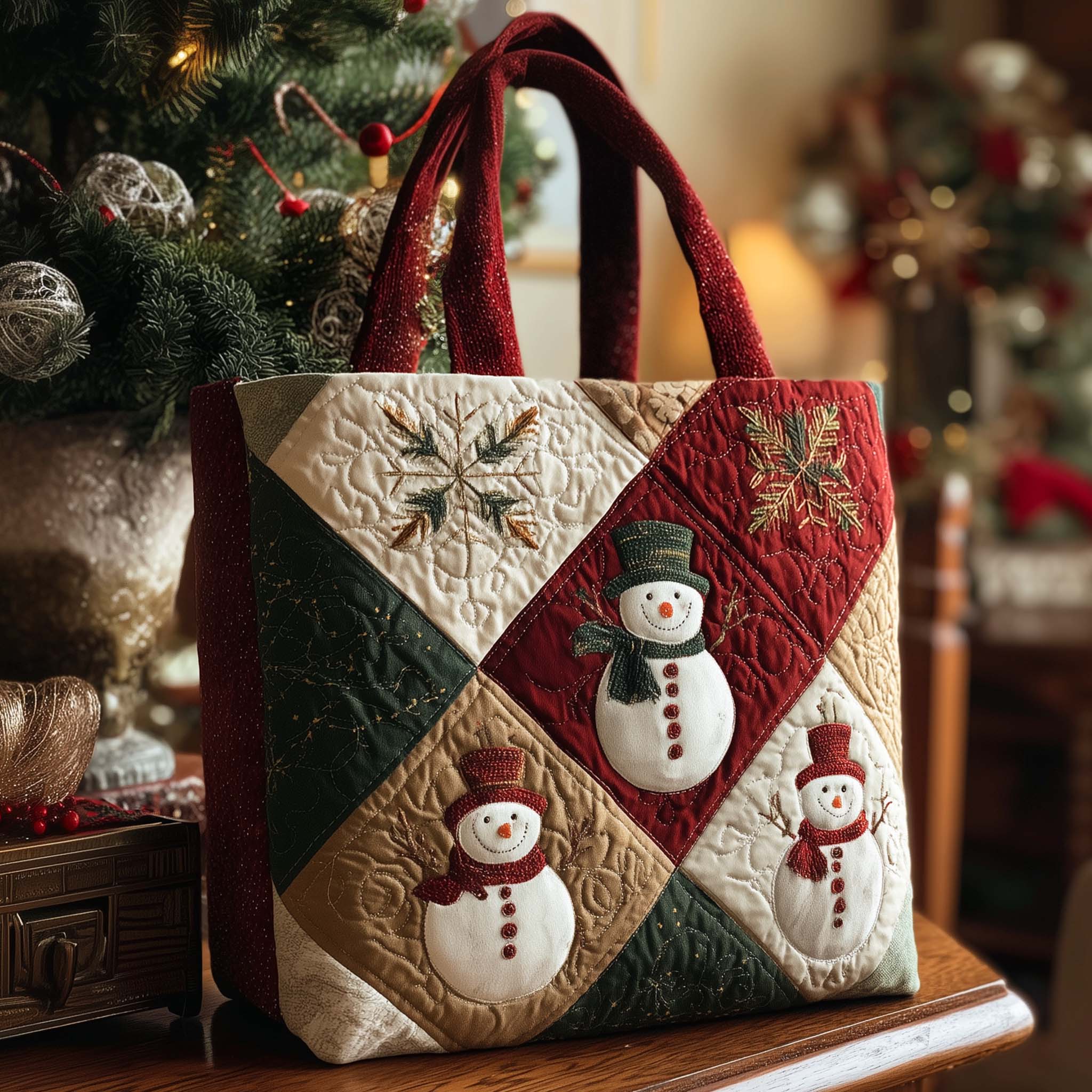 Christmas Patchwork Quilted Tote Bag GFTOHD12470