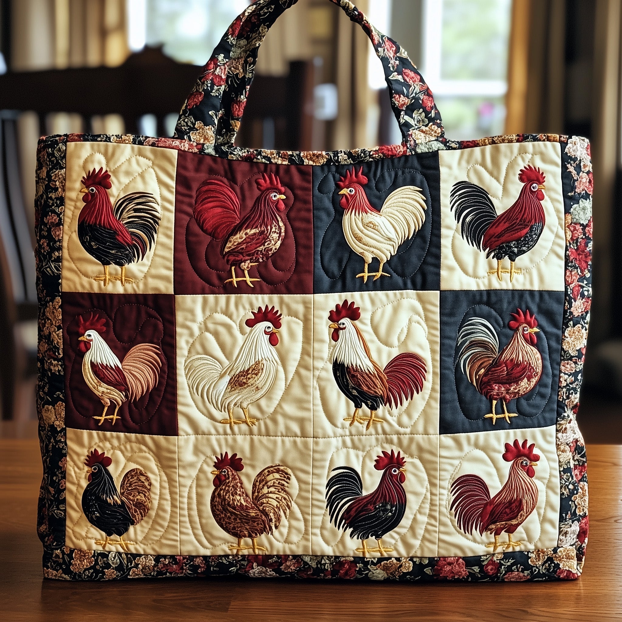 Vintage Chicken Quilted Tote Bag GFTOHD7935
