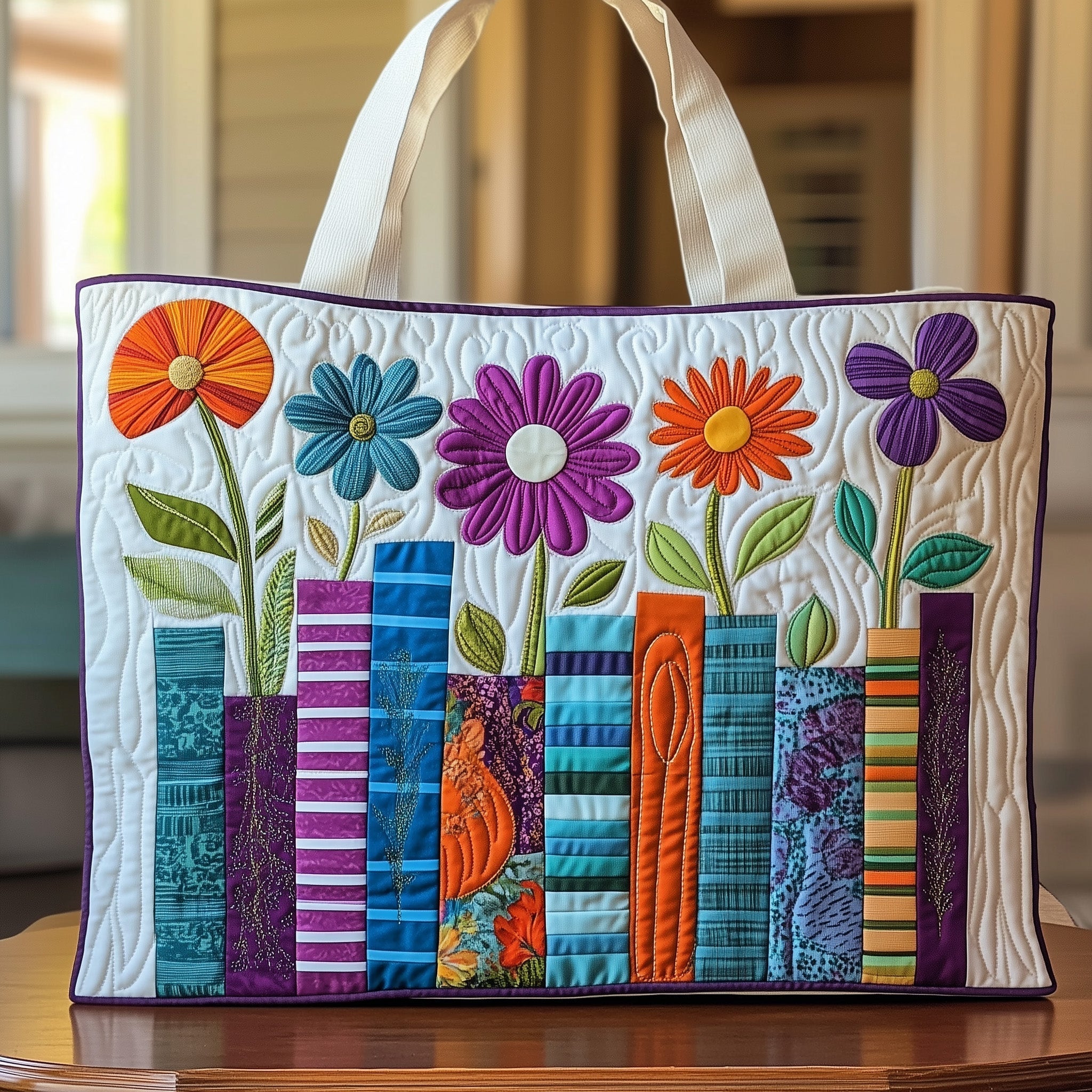 Garden of Books Quilted Tote Bag GFTOHD8094