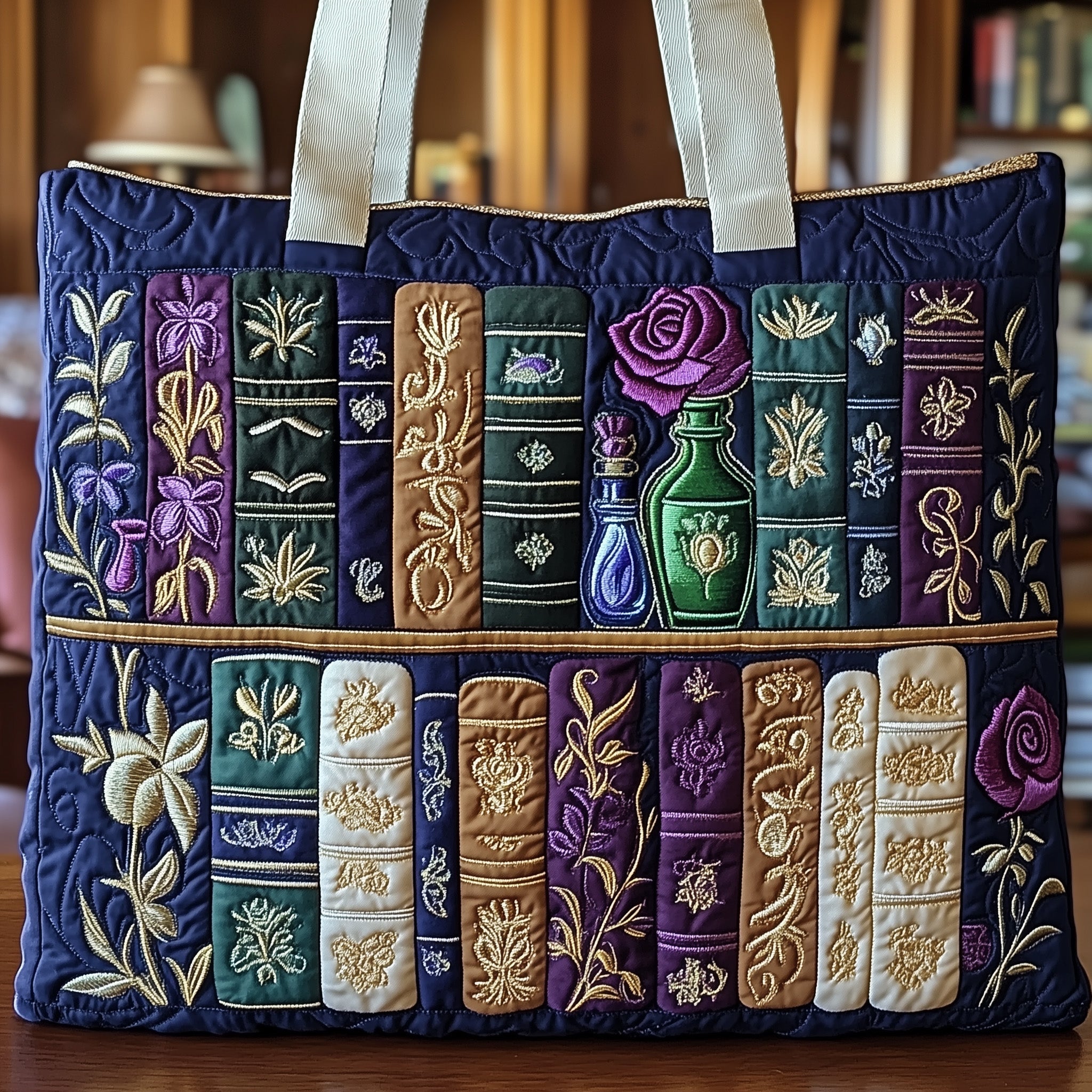 Mystic Bookshelf Quilted Tote Bag GFTOHD8098