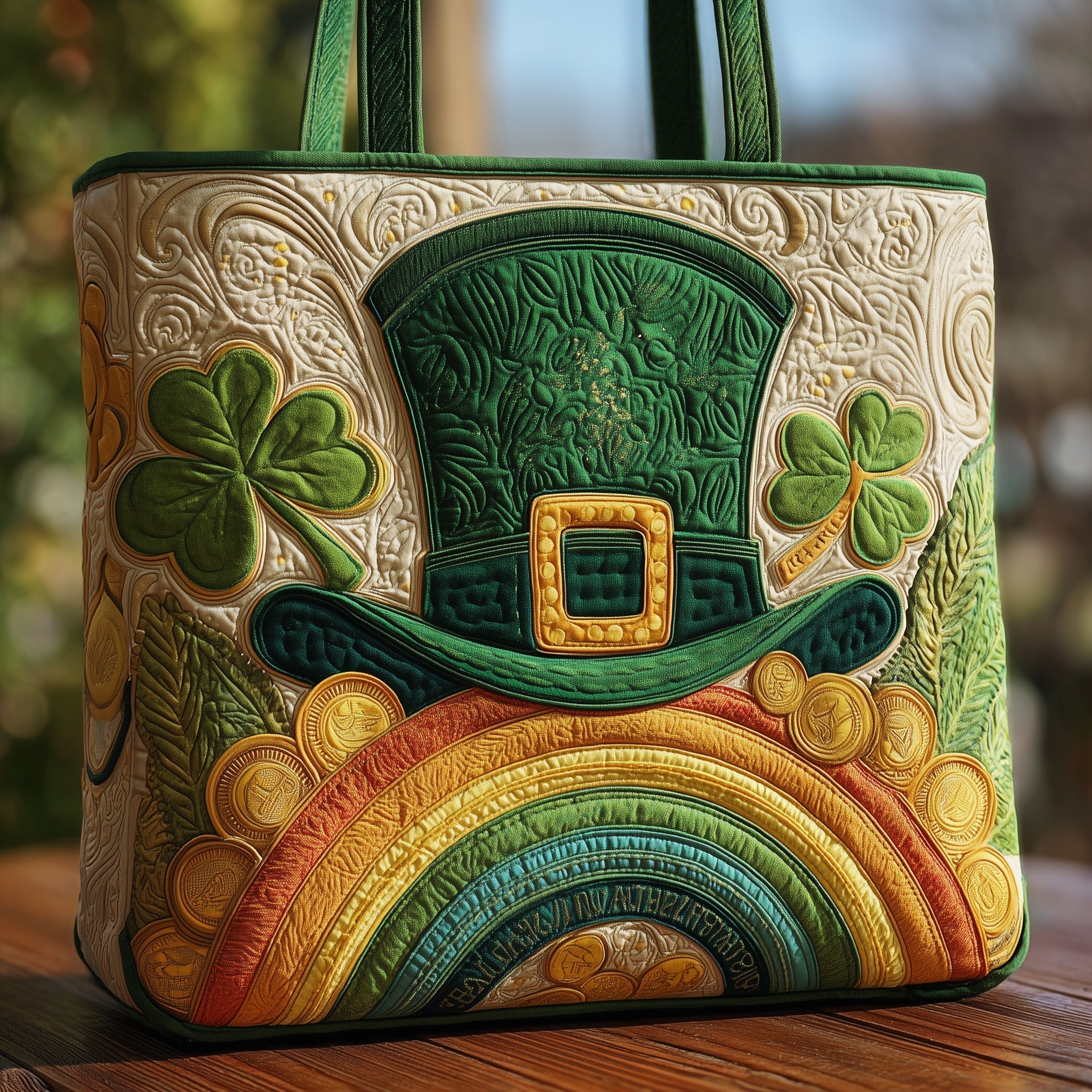 Shamrock Top Hats Quilted Tote Bag GFTOHD8273