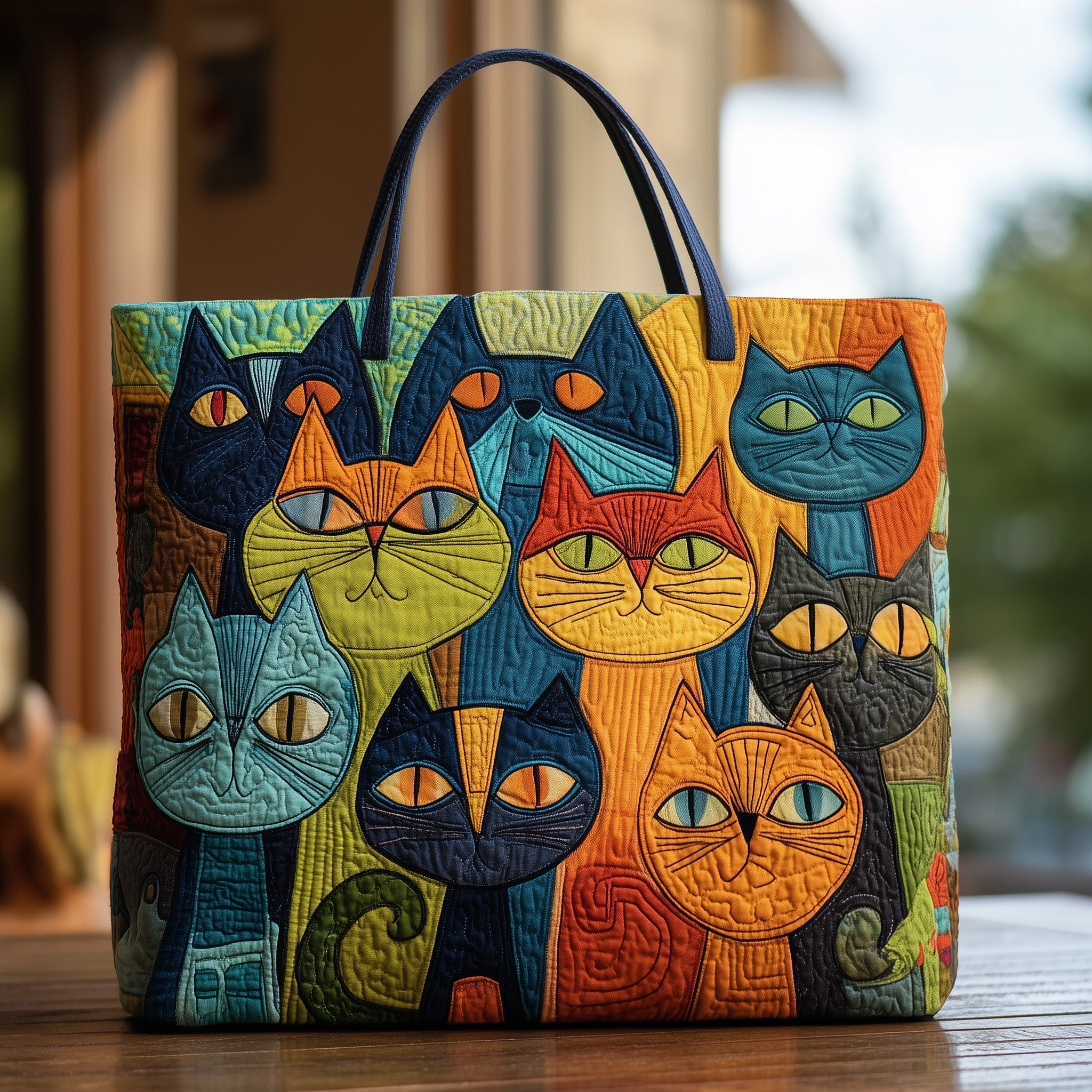Whimsical Whiskers Quilted Tote Bag GFTOHD8298