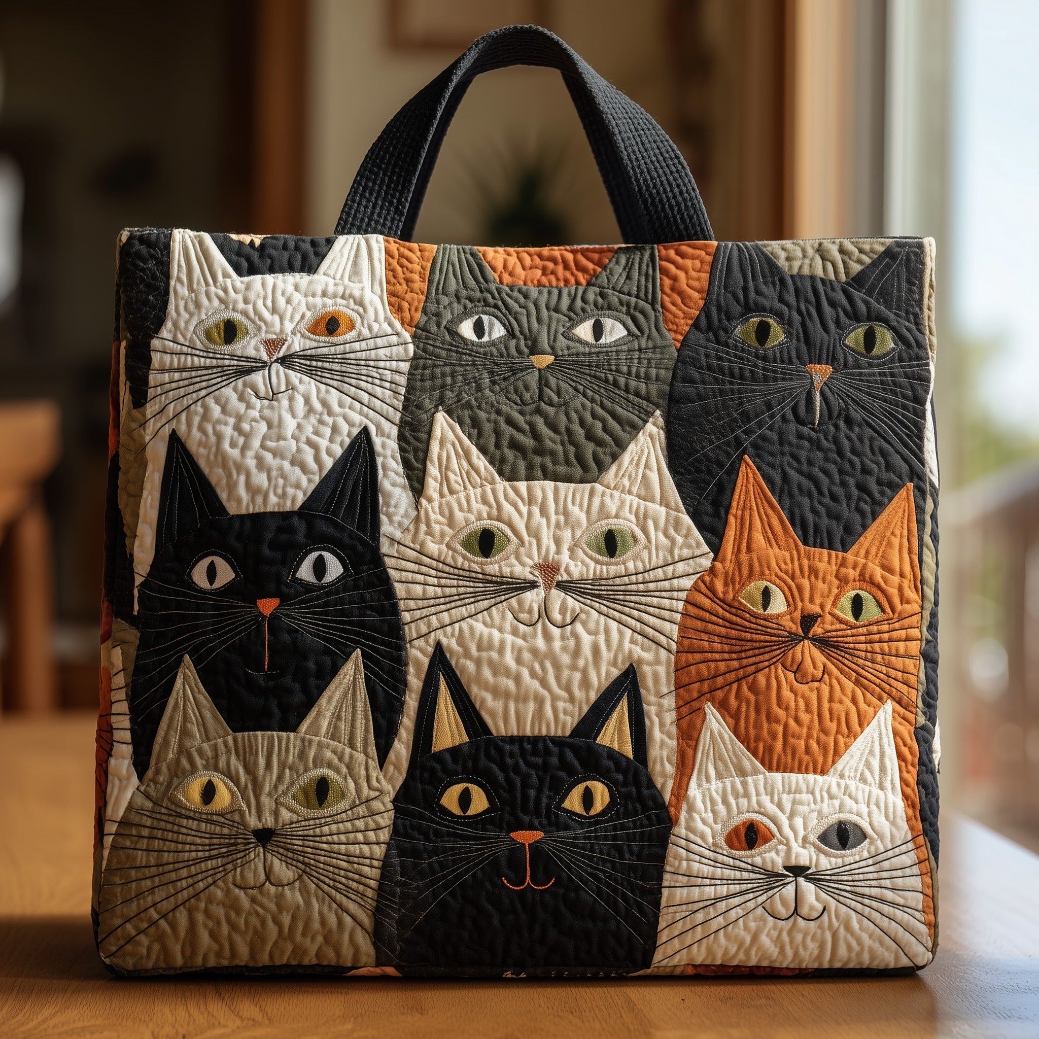 Whimsical Whiskers Quilted Tote Bag GFTOHD8301