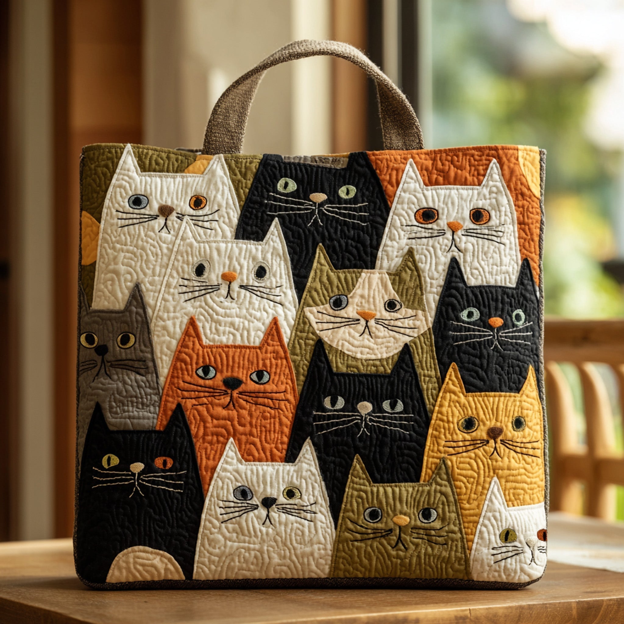 Whimsical Whiskers Quilted Tote Bag GFTOHD8302