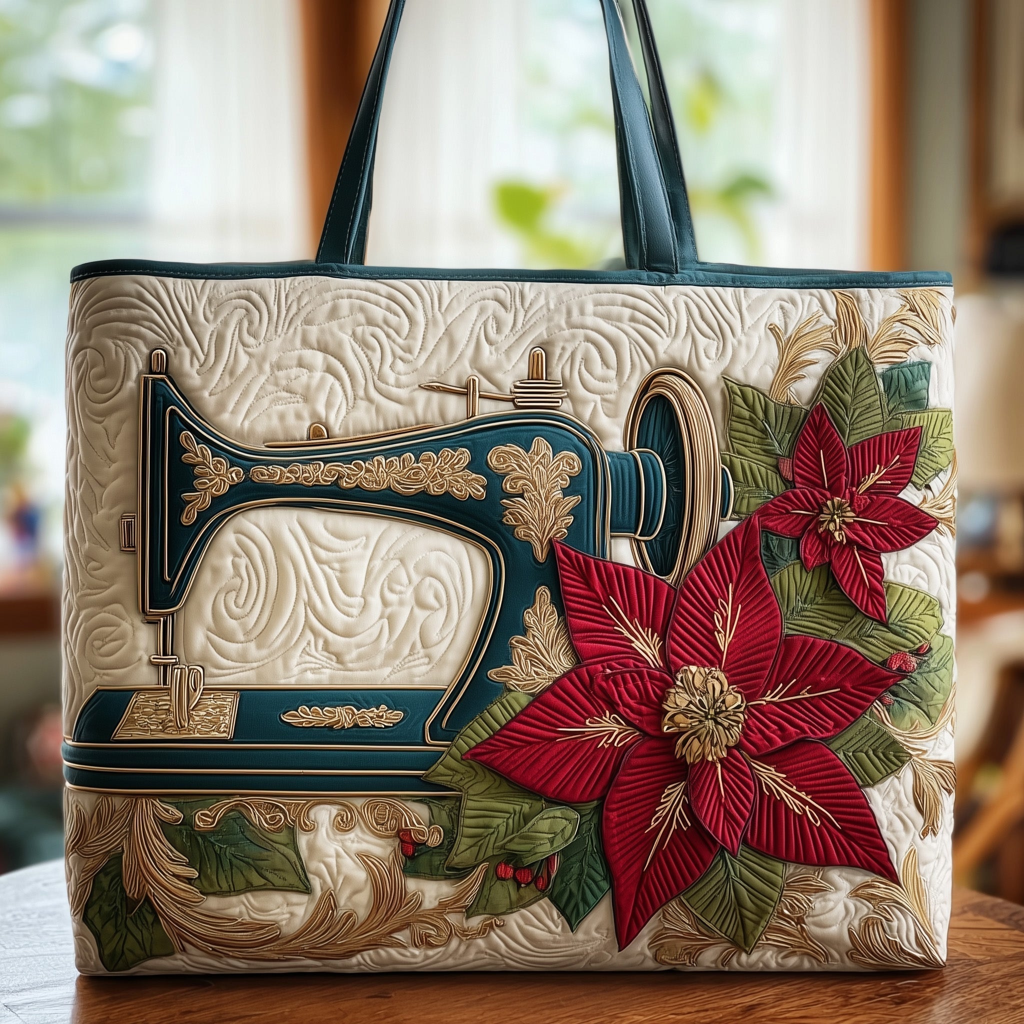 Artistic Sewing Machine Quilted Tote Bag GFTOHD8308