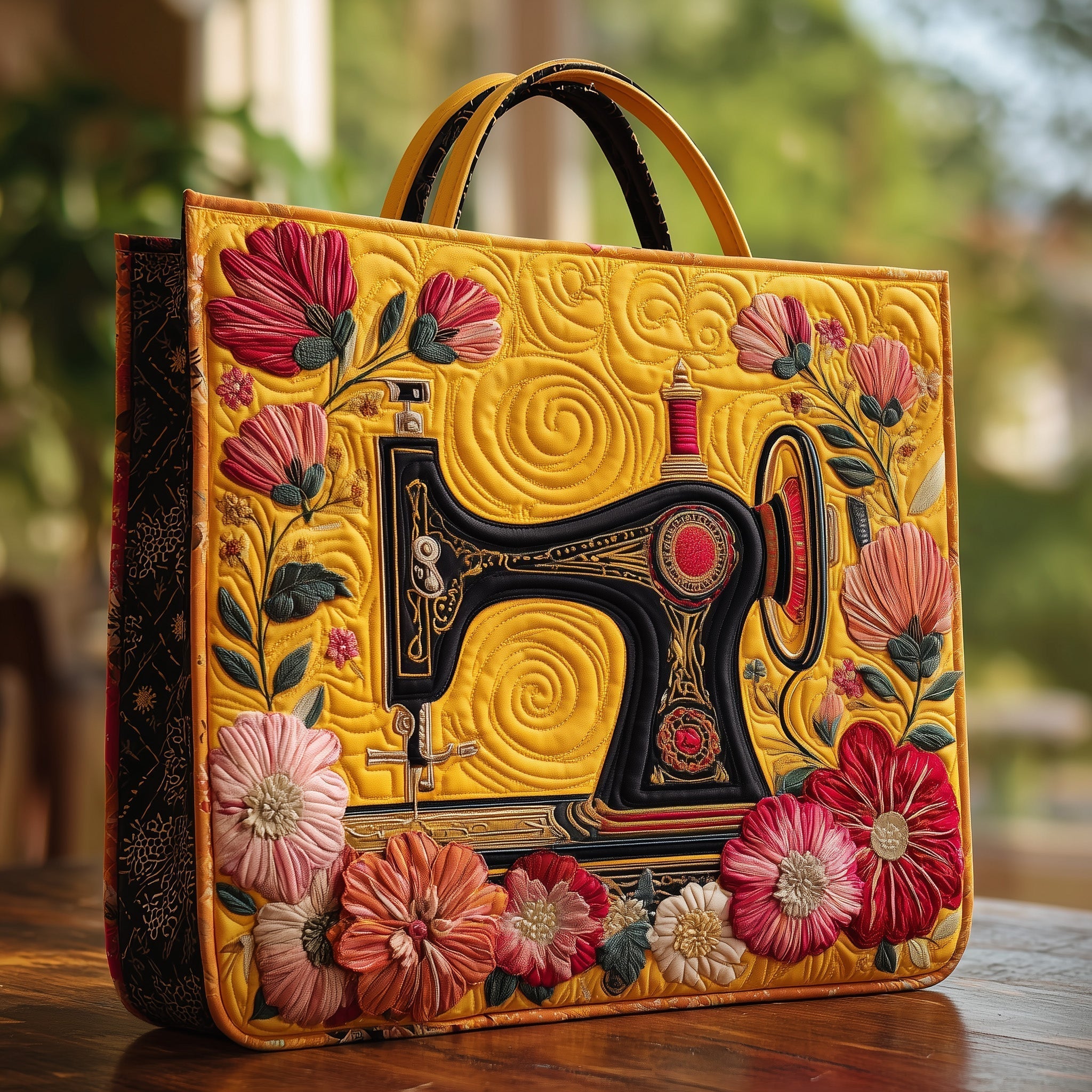 Artistic Sewing Machine Quilted Tote Bag GFTOHD8313