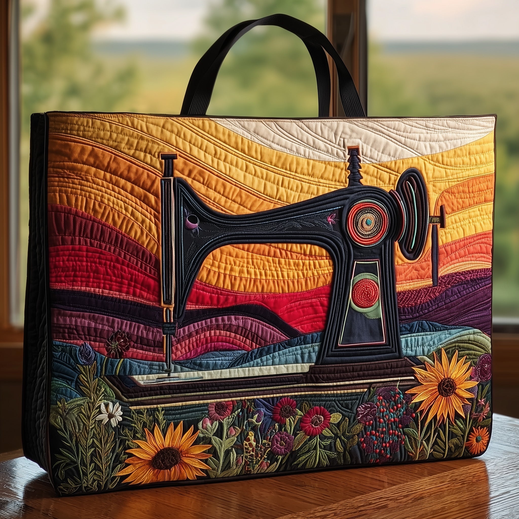 Artistic Sewing Machine Quilted Tote Bag GFTOHD8315