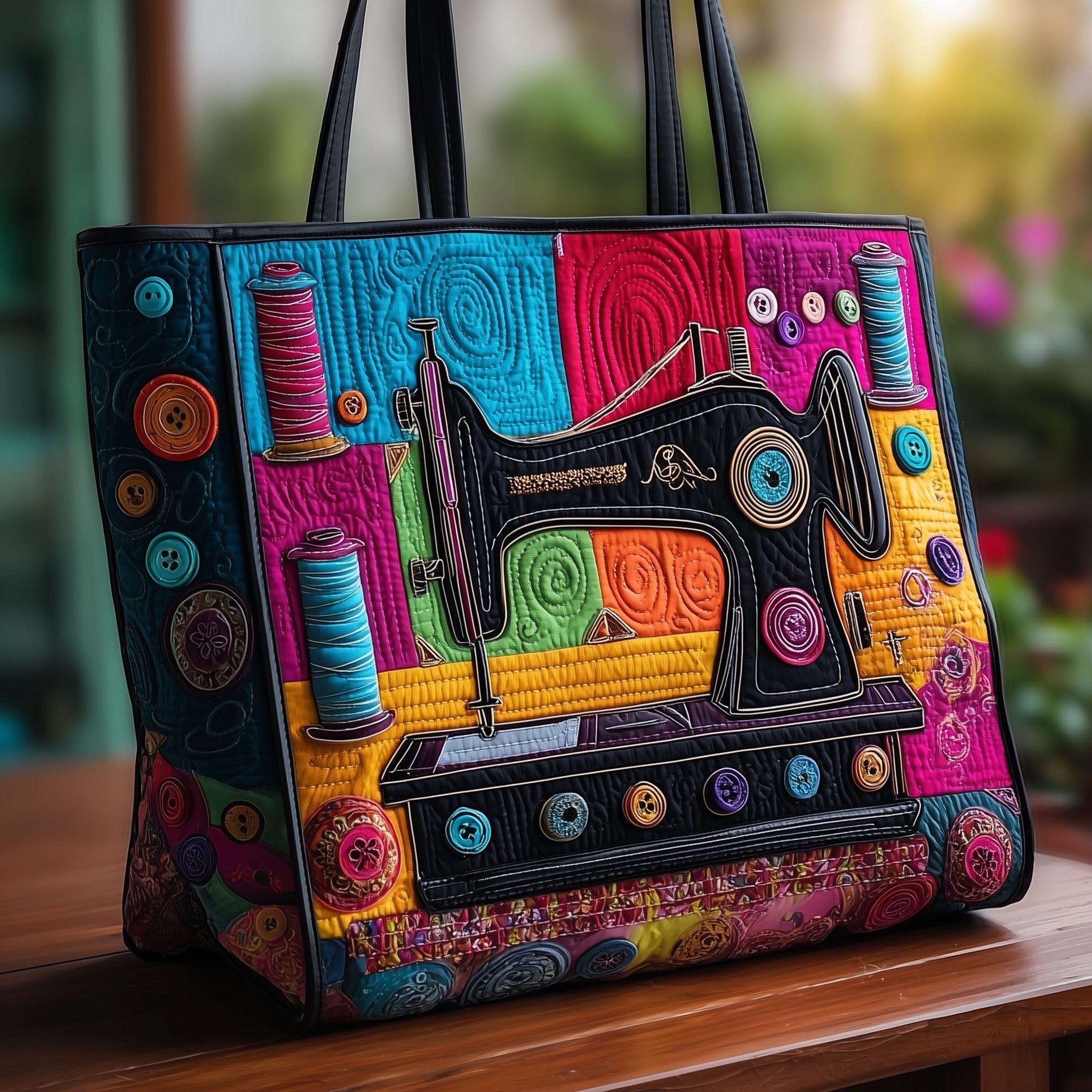 Artistic Sewing Machine Quilted Tote Bag GFTOHD8320