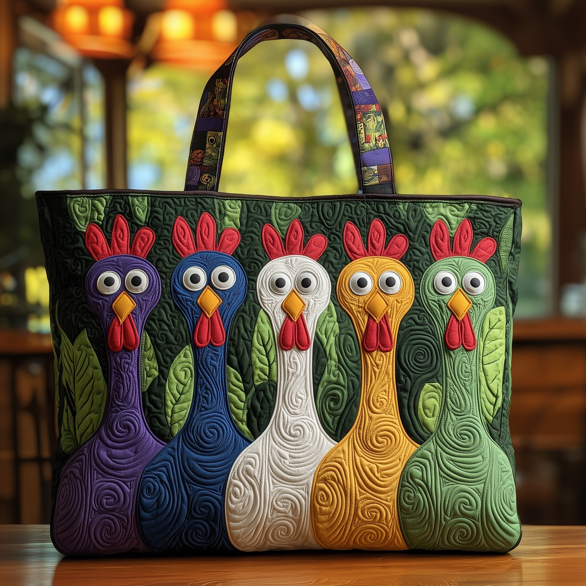 Funky Chicken Quilted Tote Bag GFTOHD8755