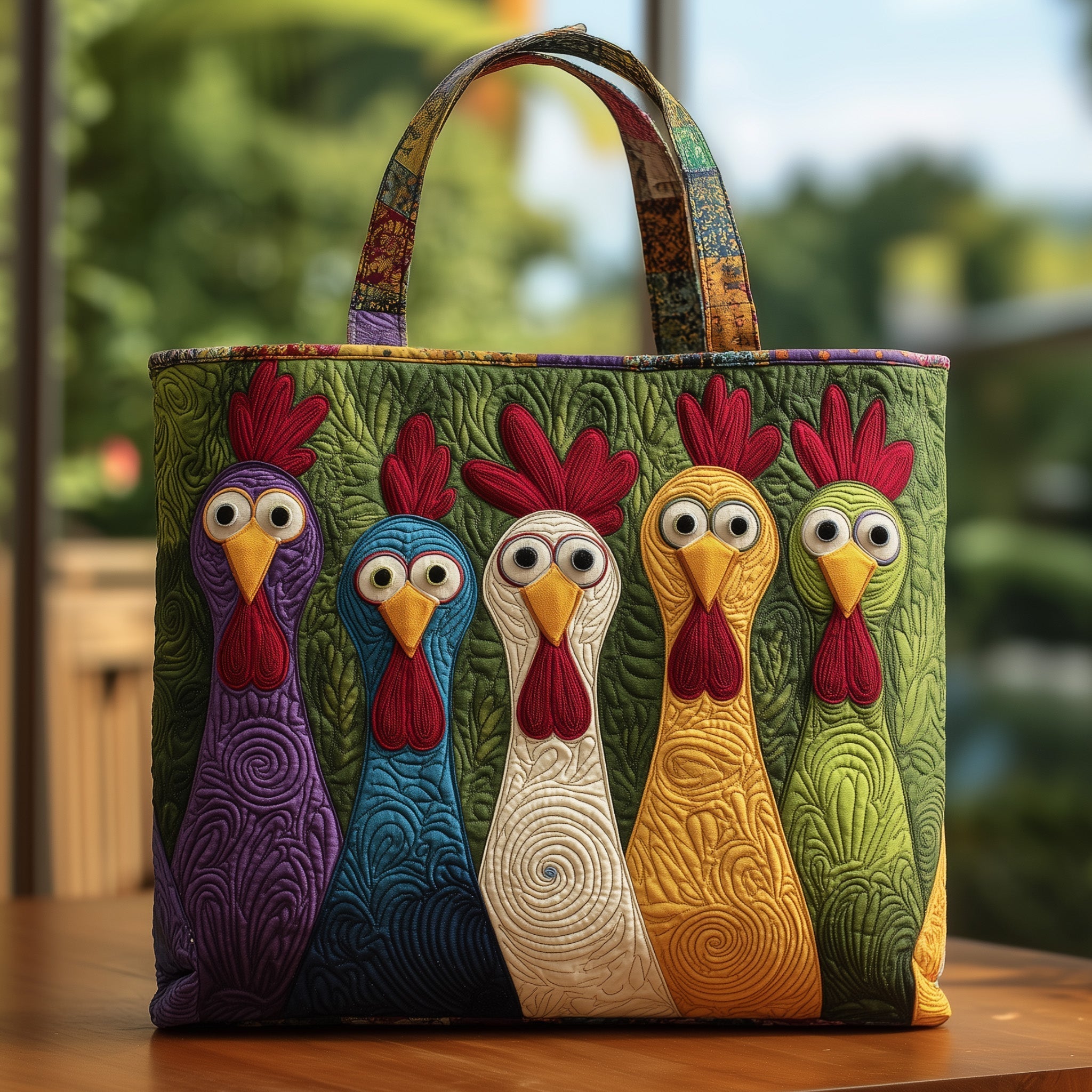 Funky Chicken Quilted Tote Bag GFTOHD8756