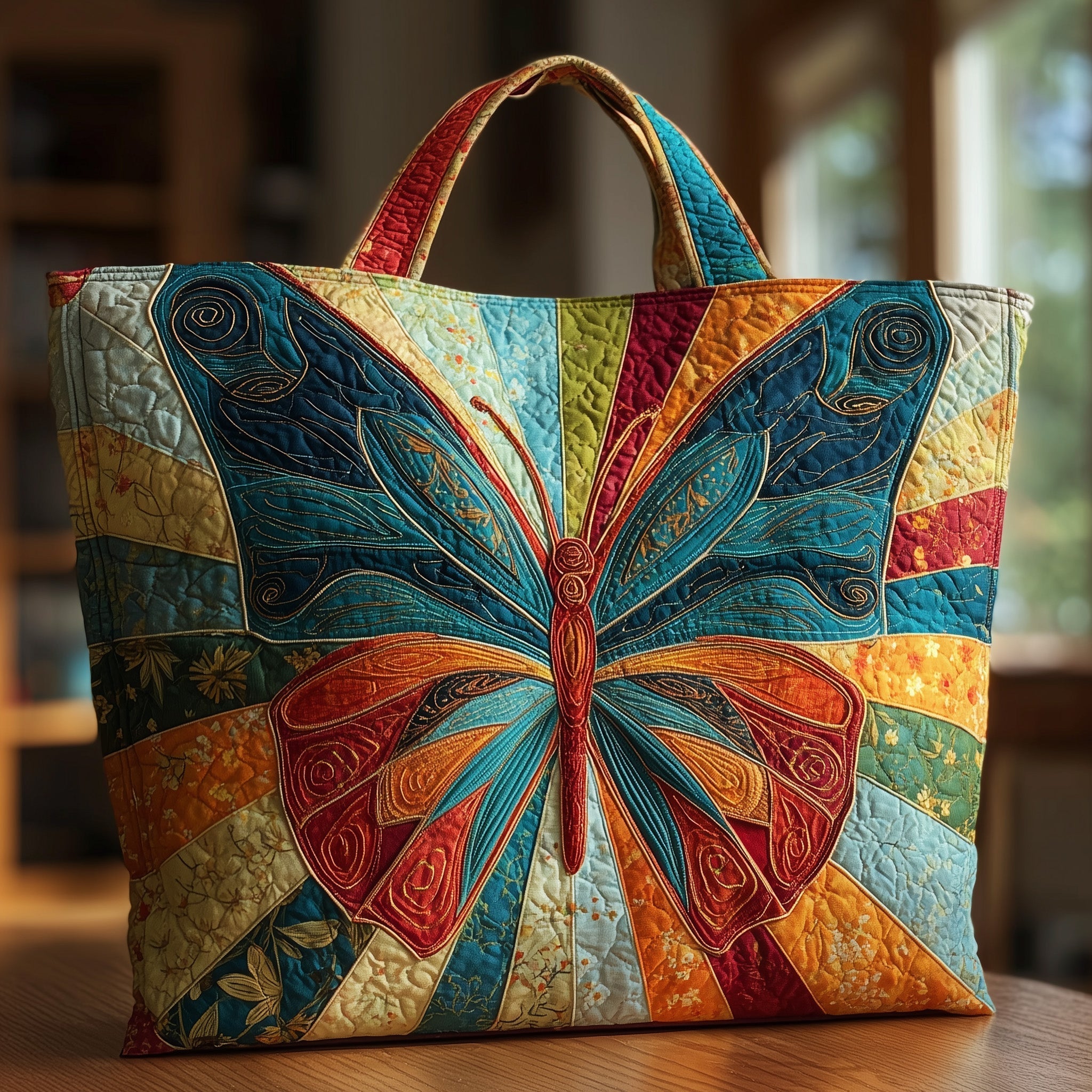 Elegant Butterfly Quilted Tote Bag GFTOHD8783