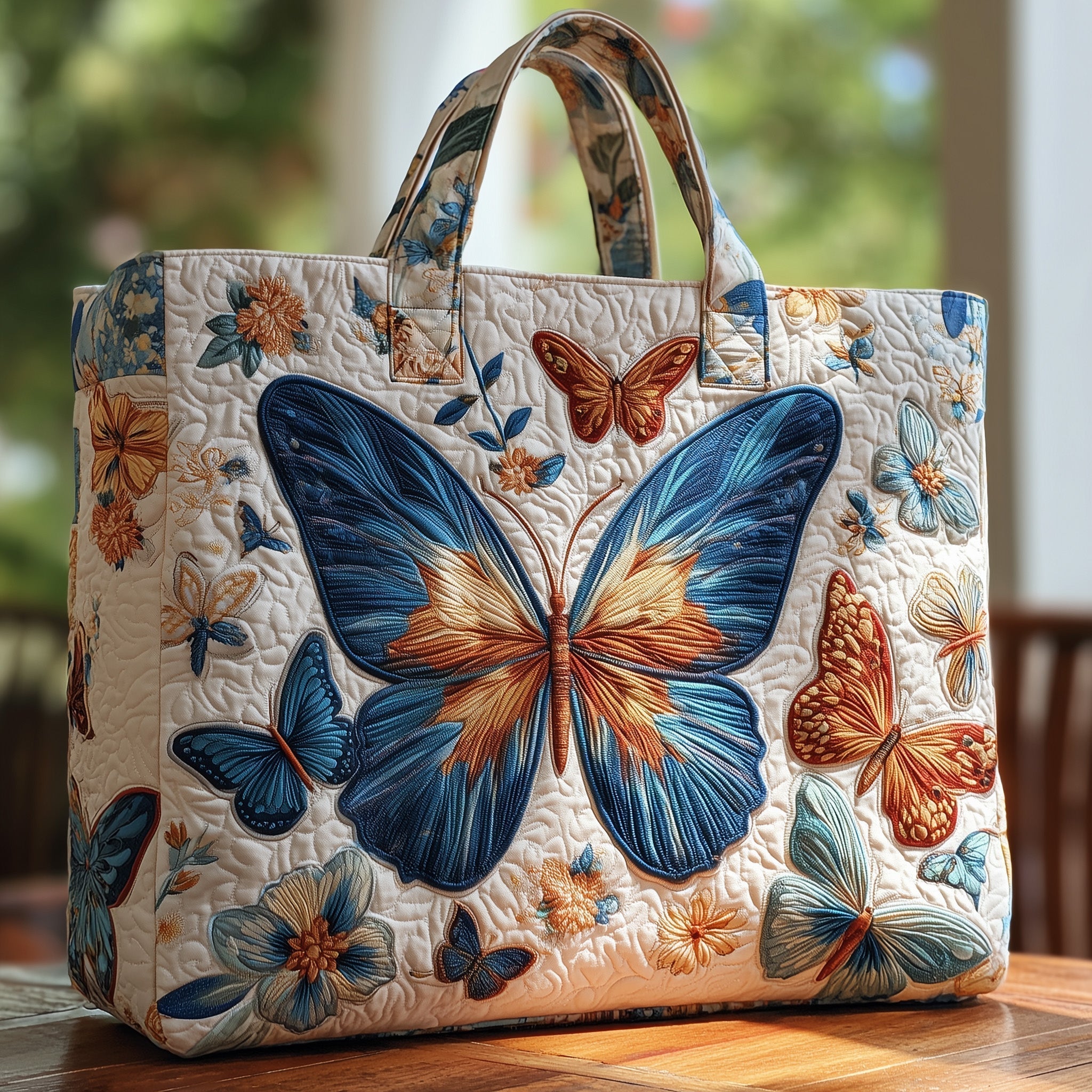 Elegant Butterfly Quilted Tote Bag GFTOHD8787
