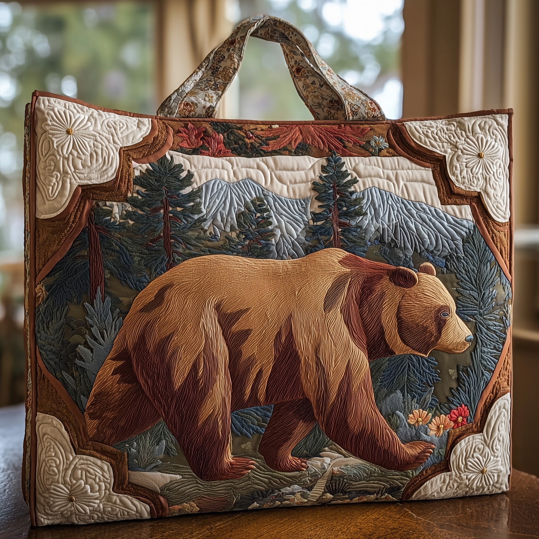 Majestic Bear Quilted Tote Bag GFTOHD8829