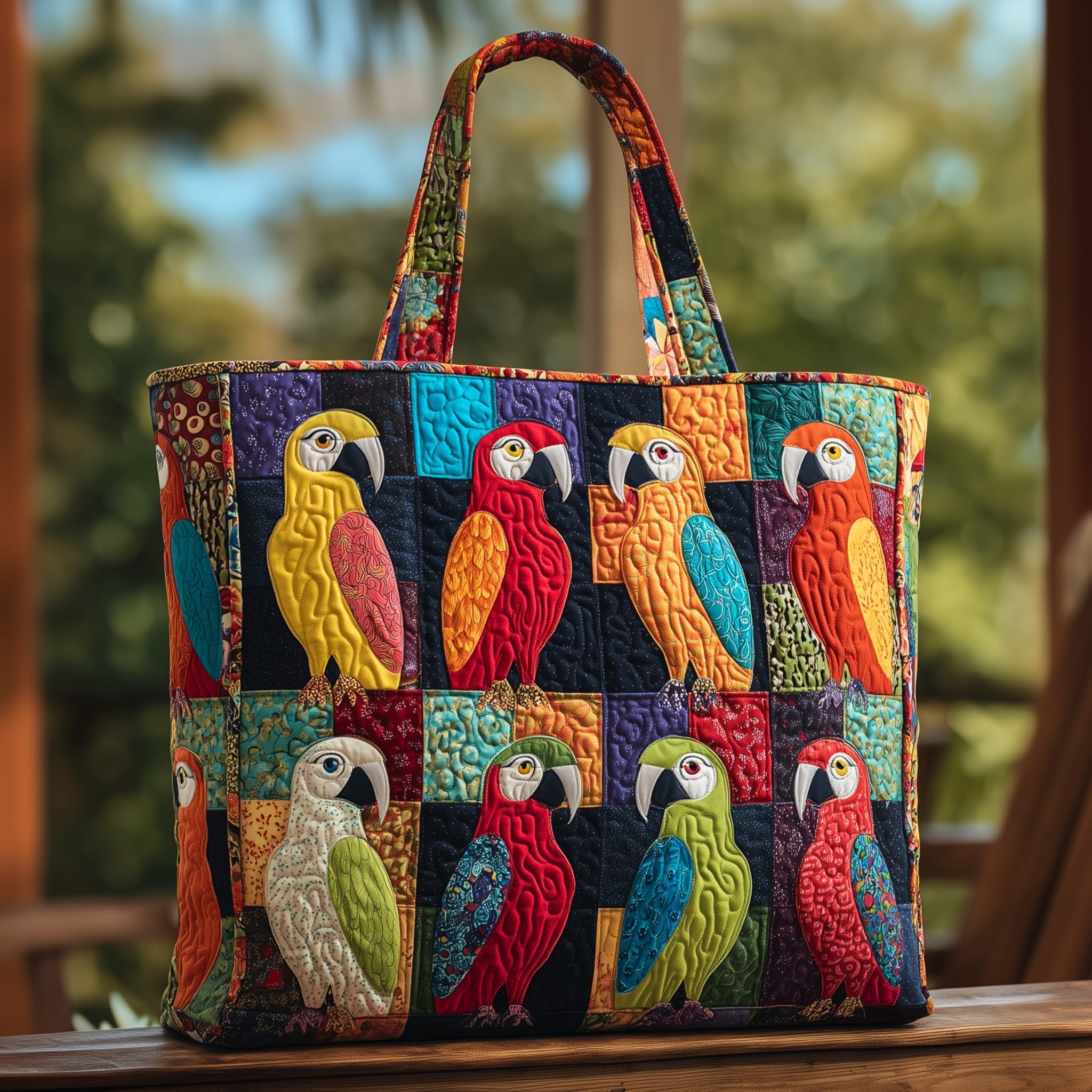 Parrot Paradise Quilted Tote Bag GFTOHD8849