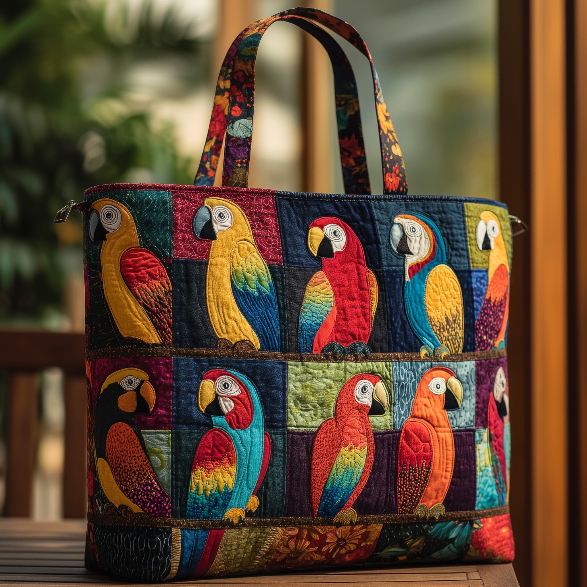 Parrot Paradise Quilted Tote Bag GFTOHD8850