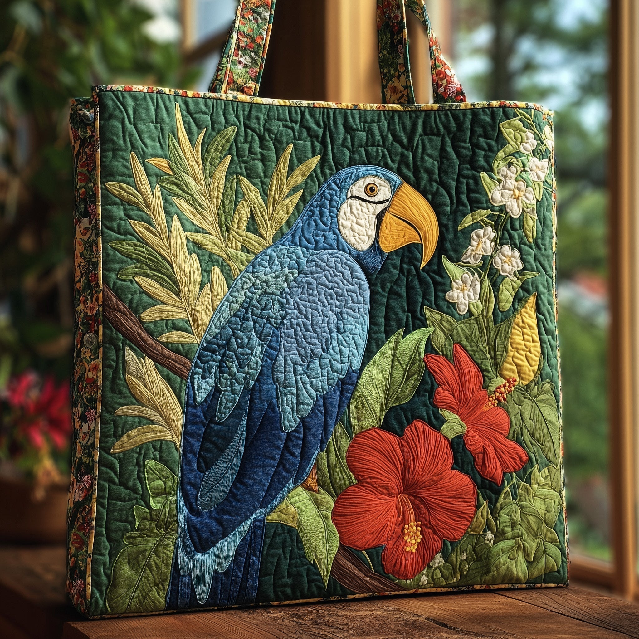Parrot Paradise Quilted Tote Bag GFTOHD8852