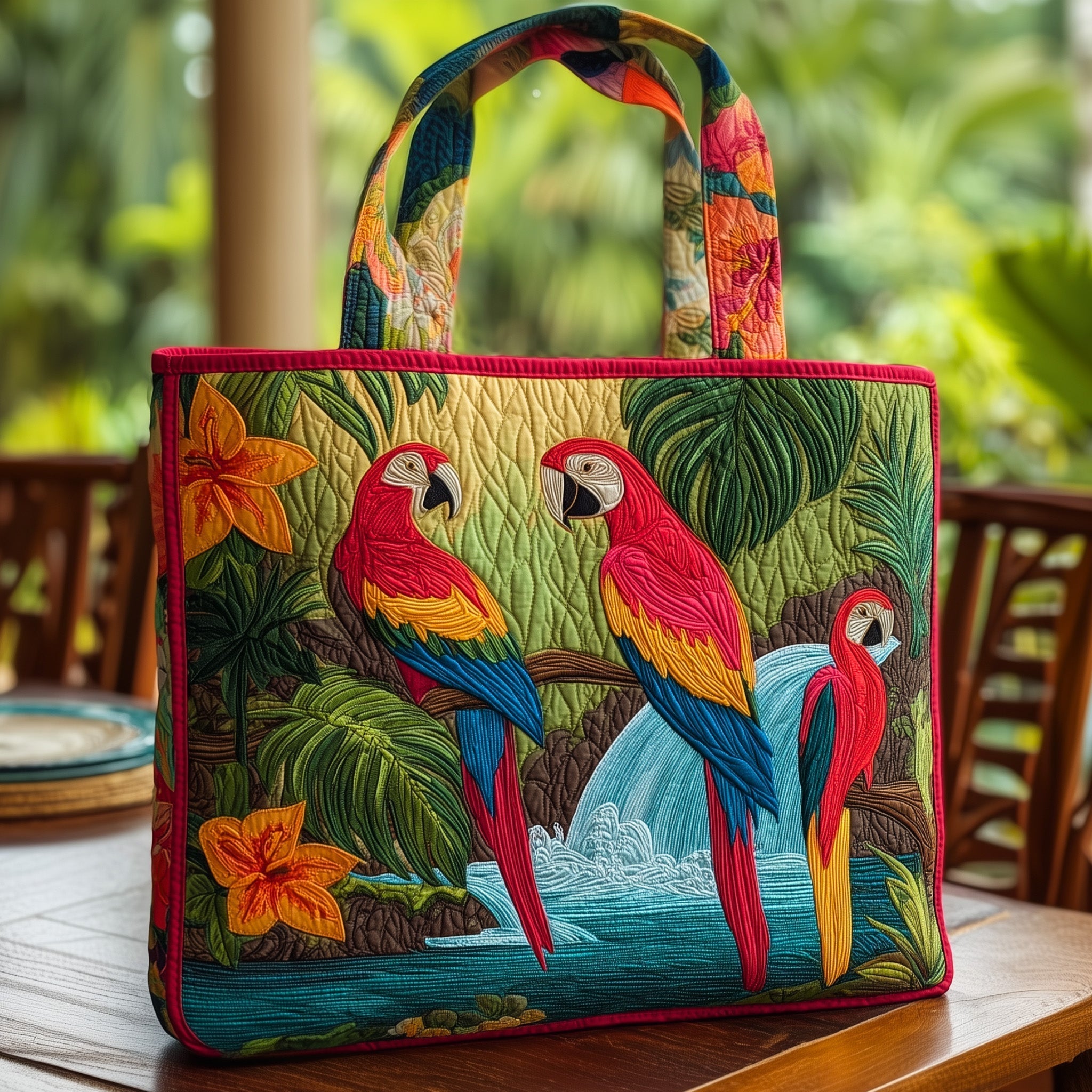 Parrot Paradise Quilted Tote Bag GFTOHD8856