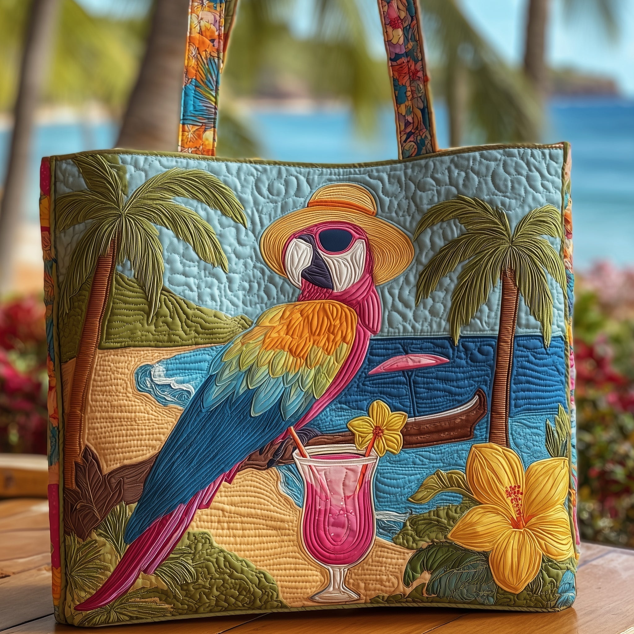 Parrot Paradise Quilted Tote Bag GFTOHD8857