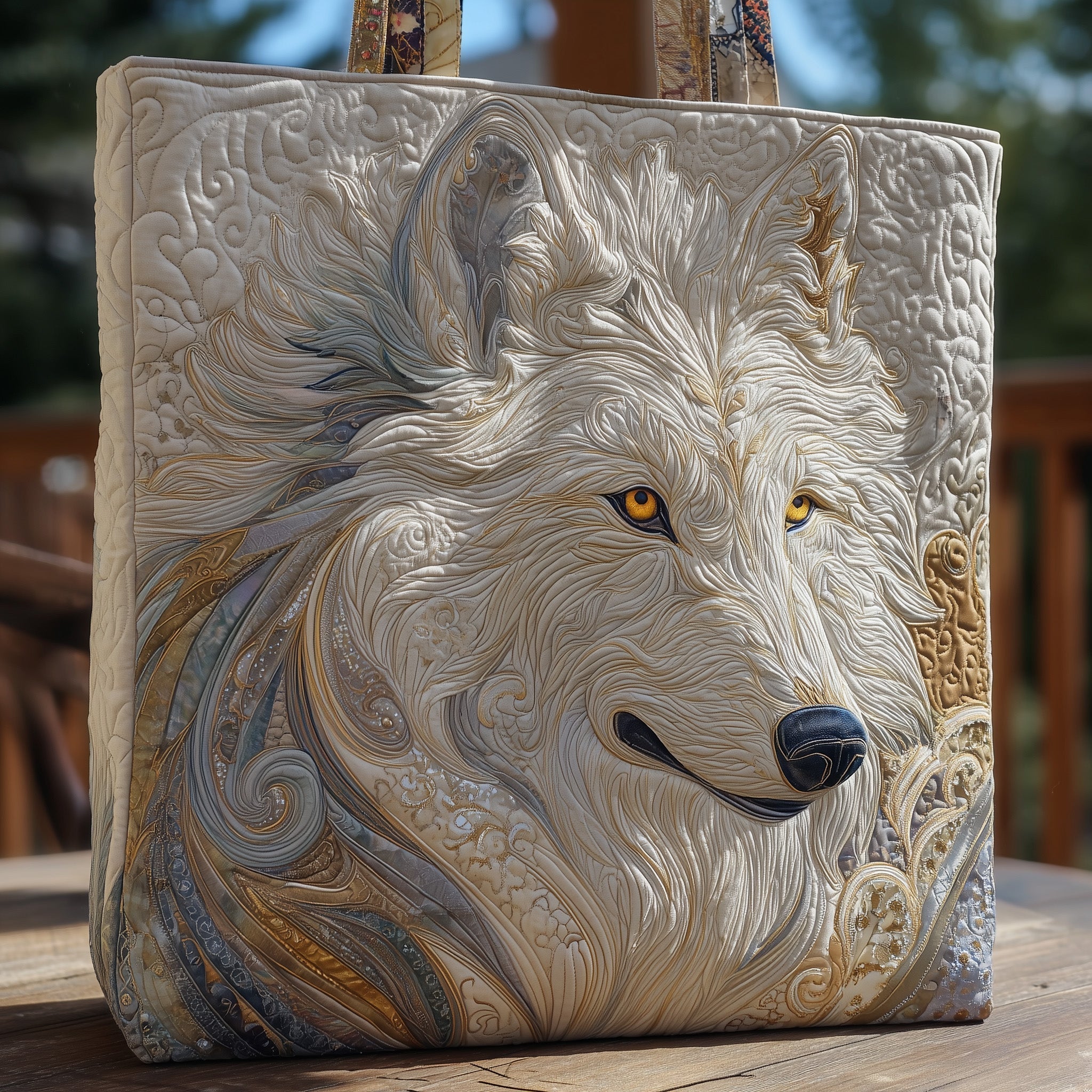 Majestic Wolf Quilted Tote Bag GFTOHD8862