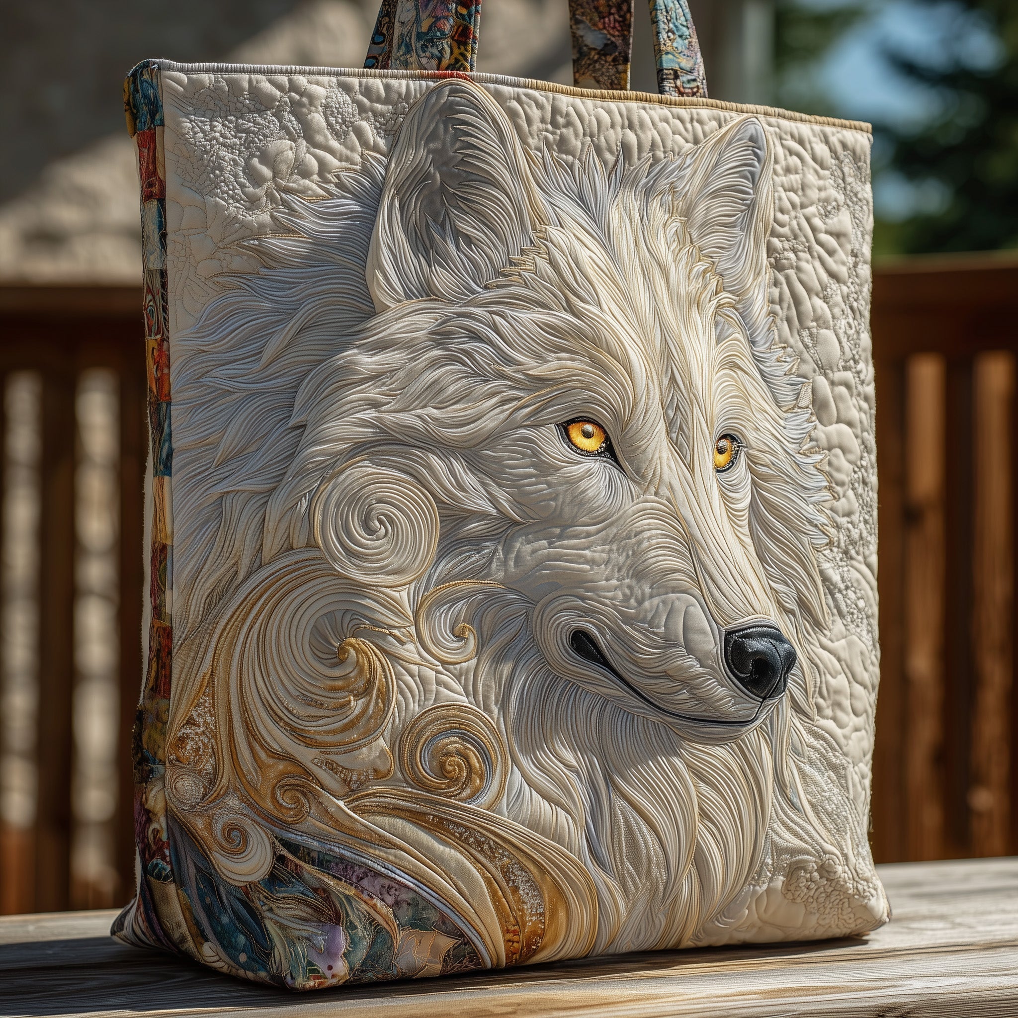 Majestic Wolf Quilted Tote Bag GFTOHD8863