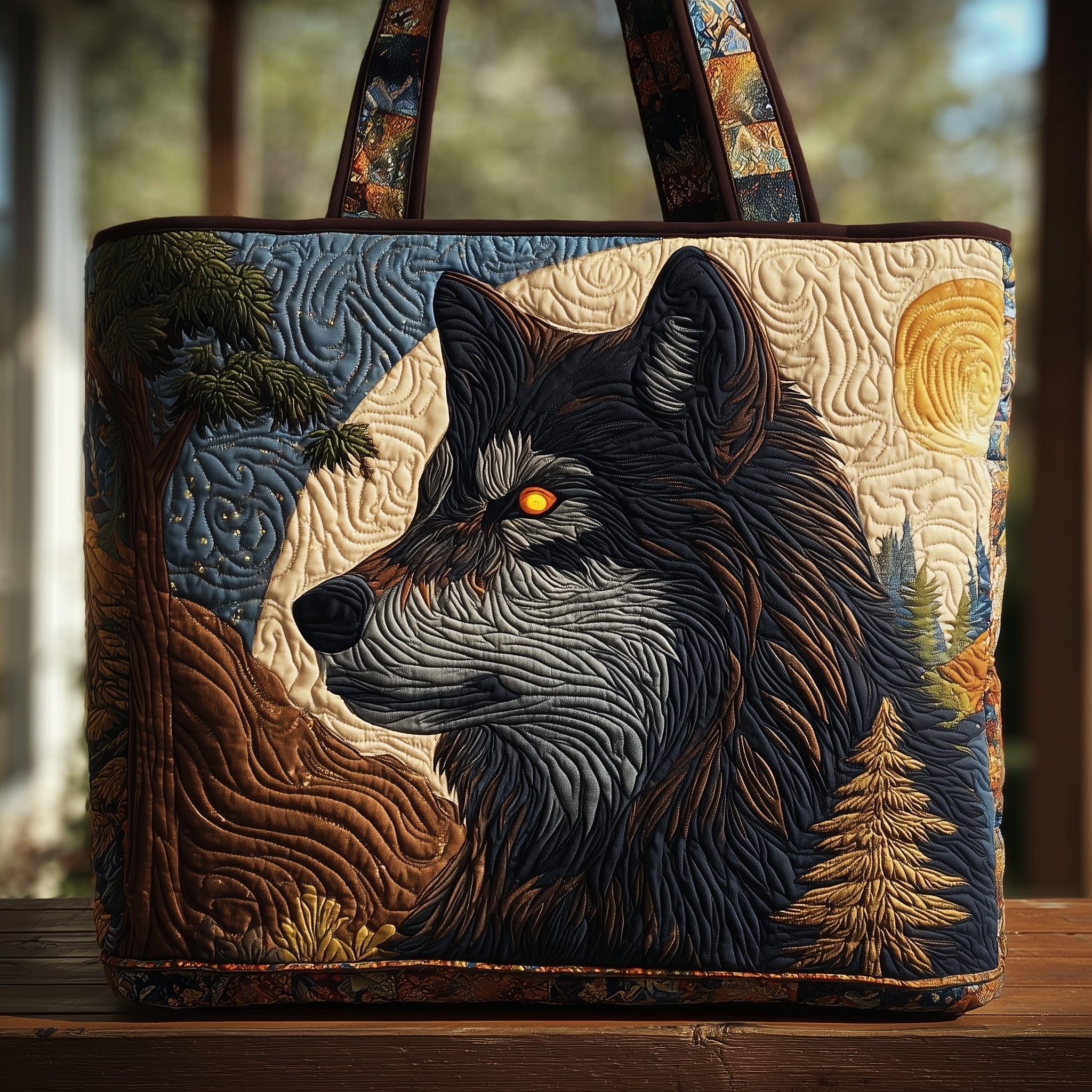 Majestic Wolf Quilted Tote Bag GFTOHD8865