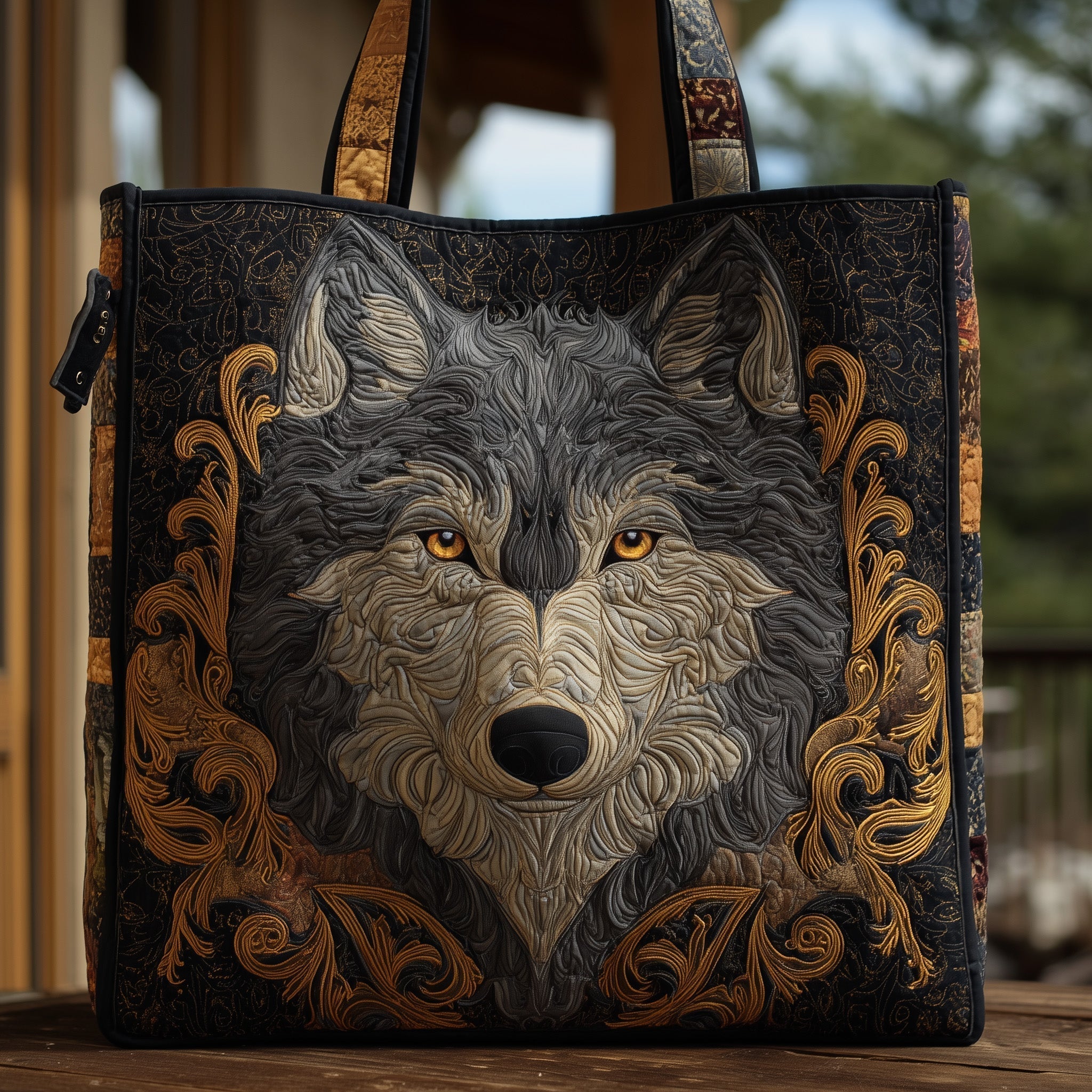 Majestic Wolf Quilted Tote Bag GFTOHD8866