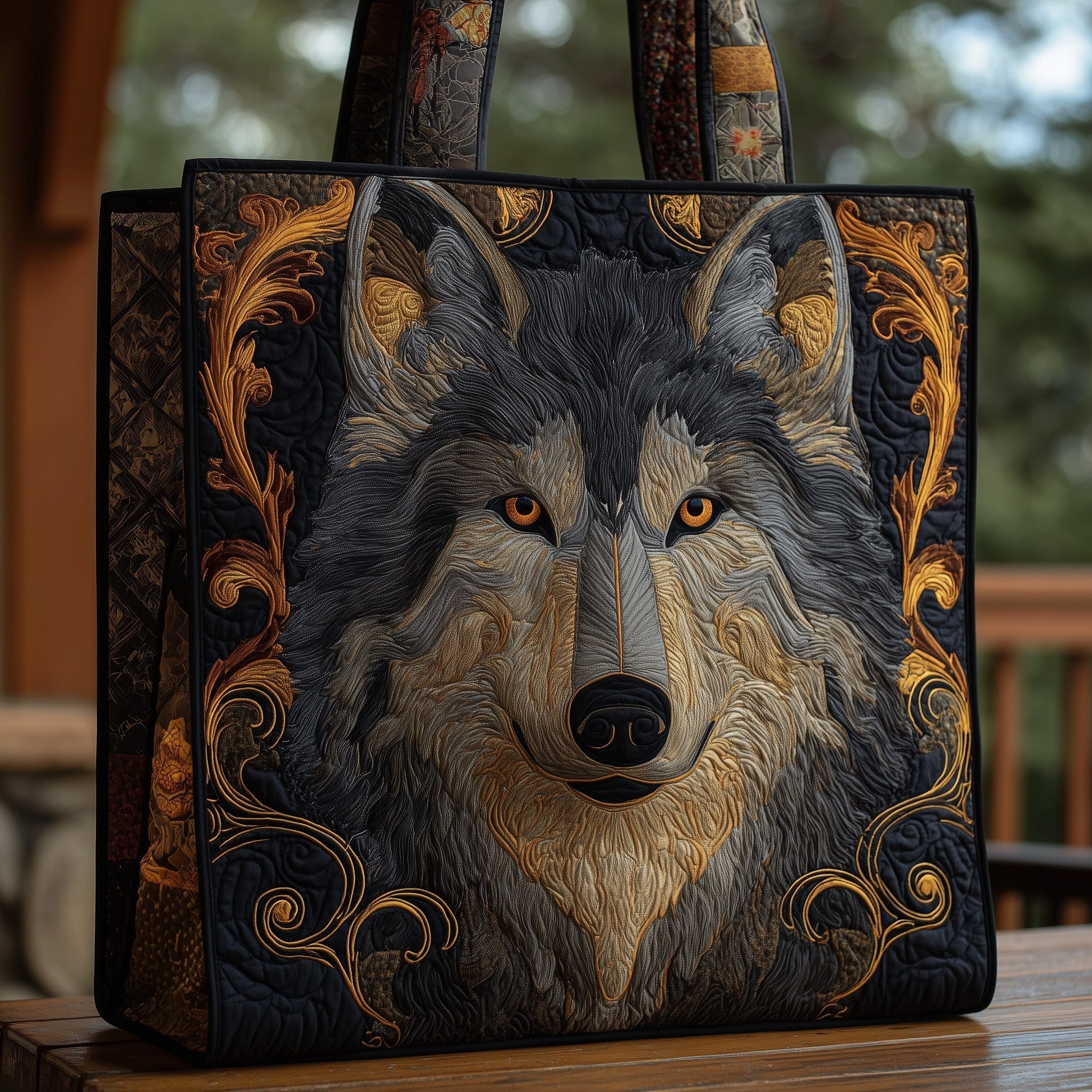 Majestic Wolf Quilted Tote Bag GFTOHD8867