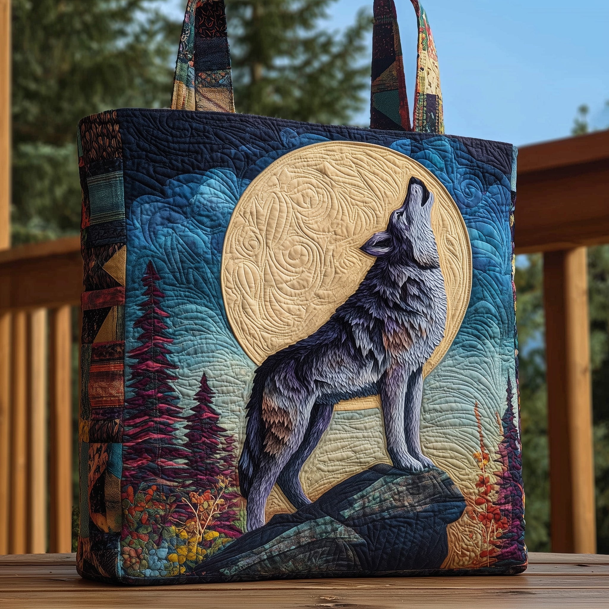 Majestic Wolf Quilted Tote Bag GFTOHD8868