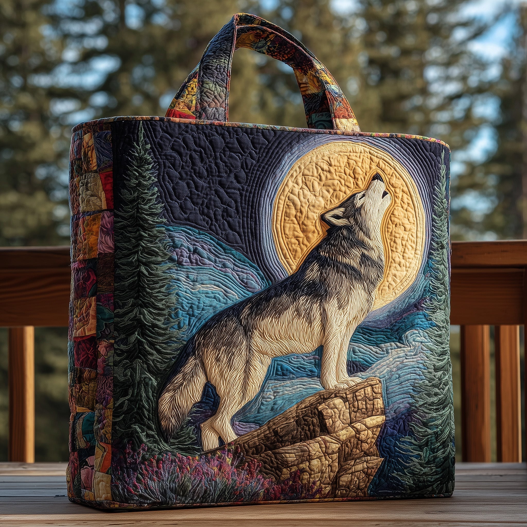 Majestic Wolf Quilted Tote Bag GFTOHD8869