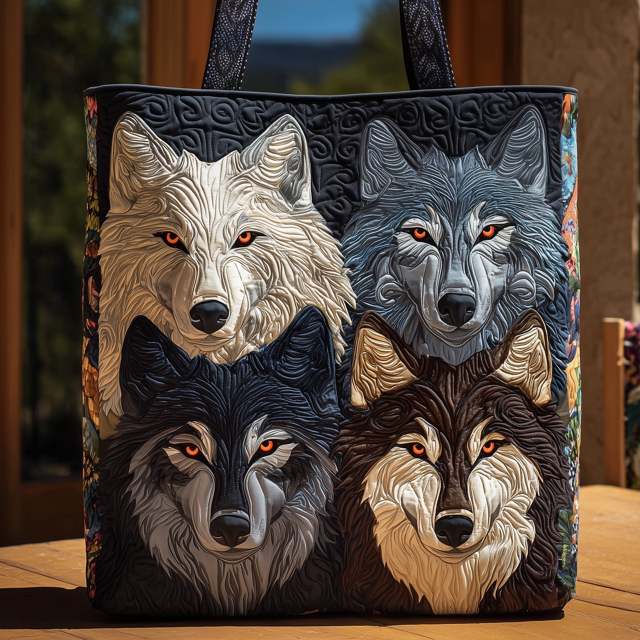 Majestic Wolf Quilted Tote Bag GFTOHD8875