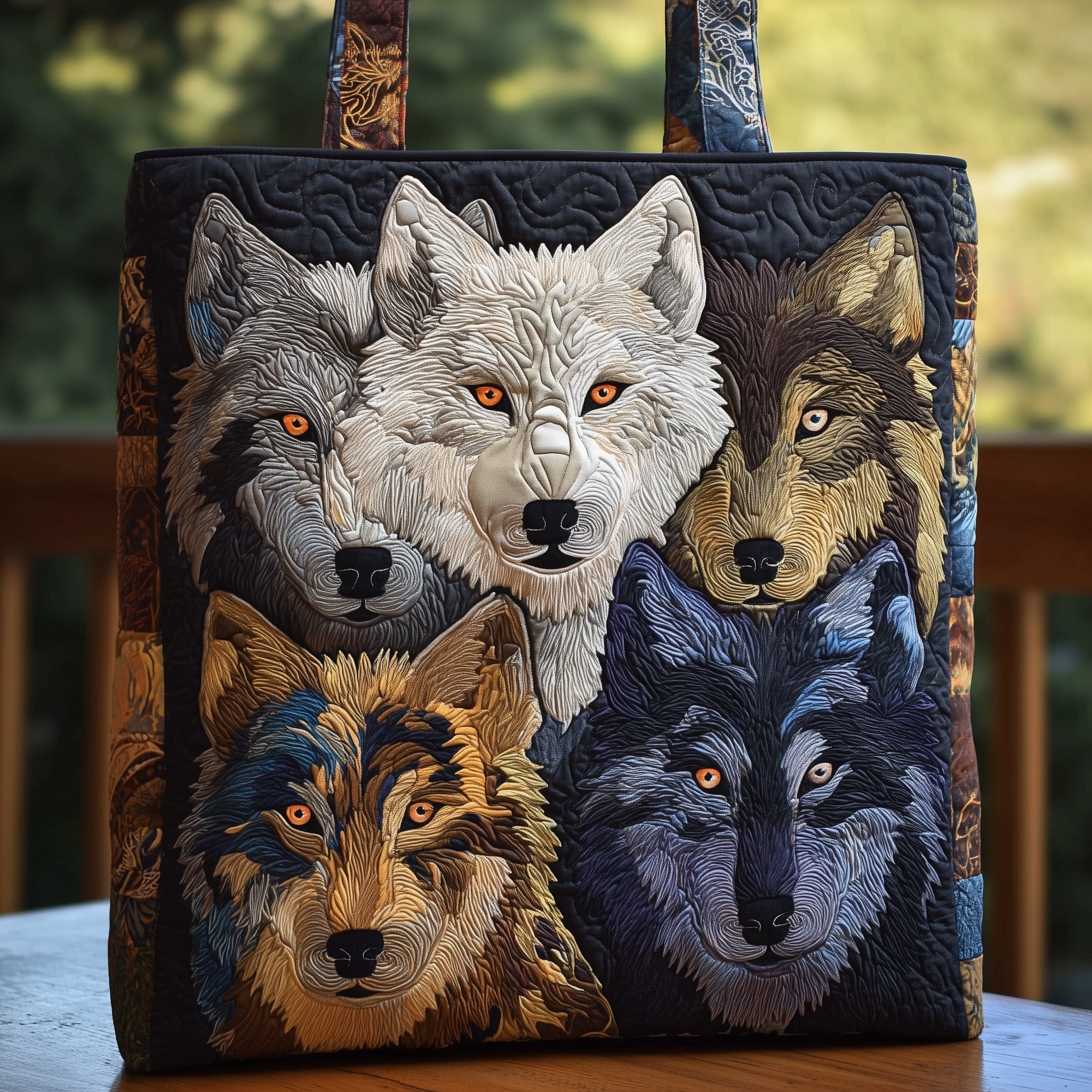Majestic Wolf Quilted Tote Bag GFTOHD8876