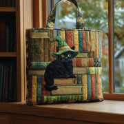 Cat And Book Quilted Tote Bag GFTOHD8896