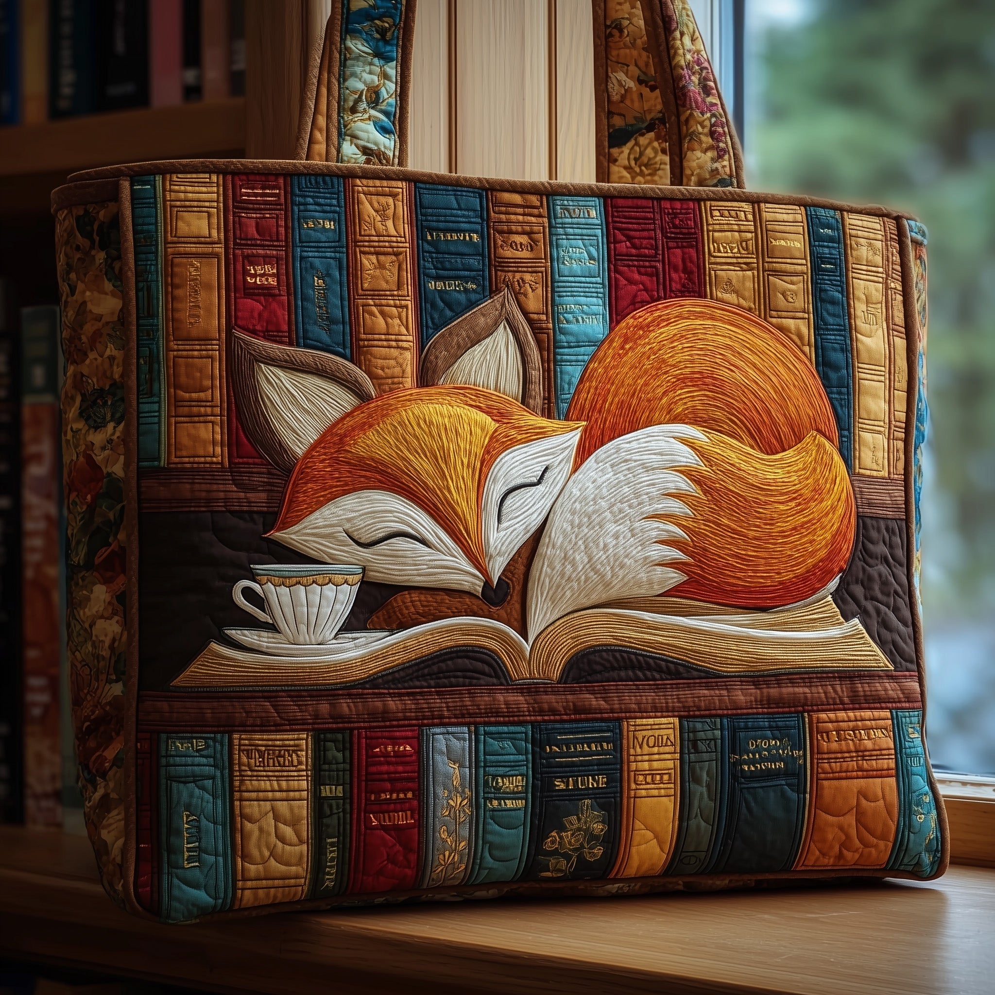 Fox Bookcase Quilted Tote Bag GFTOHD8898